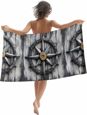 Beach Towel Compass Retro Board Towels for Beach, Bath, Pool, Gym, Yoga-Lightweight, Quick Dry Oversized Beach Towel - Compact Travel Towel 31x63 inch