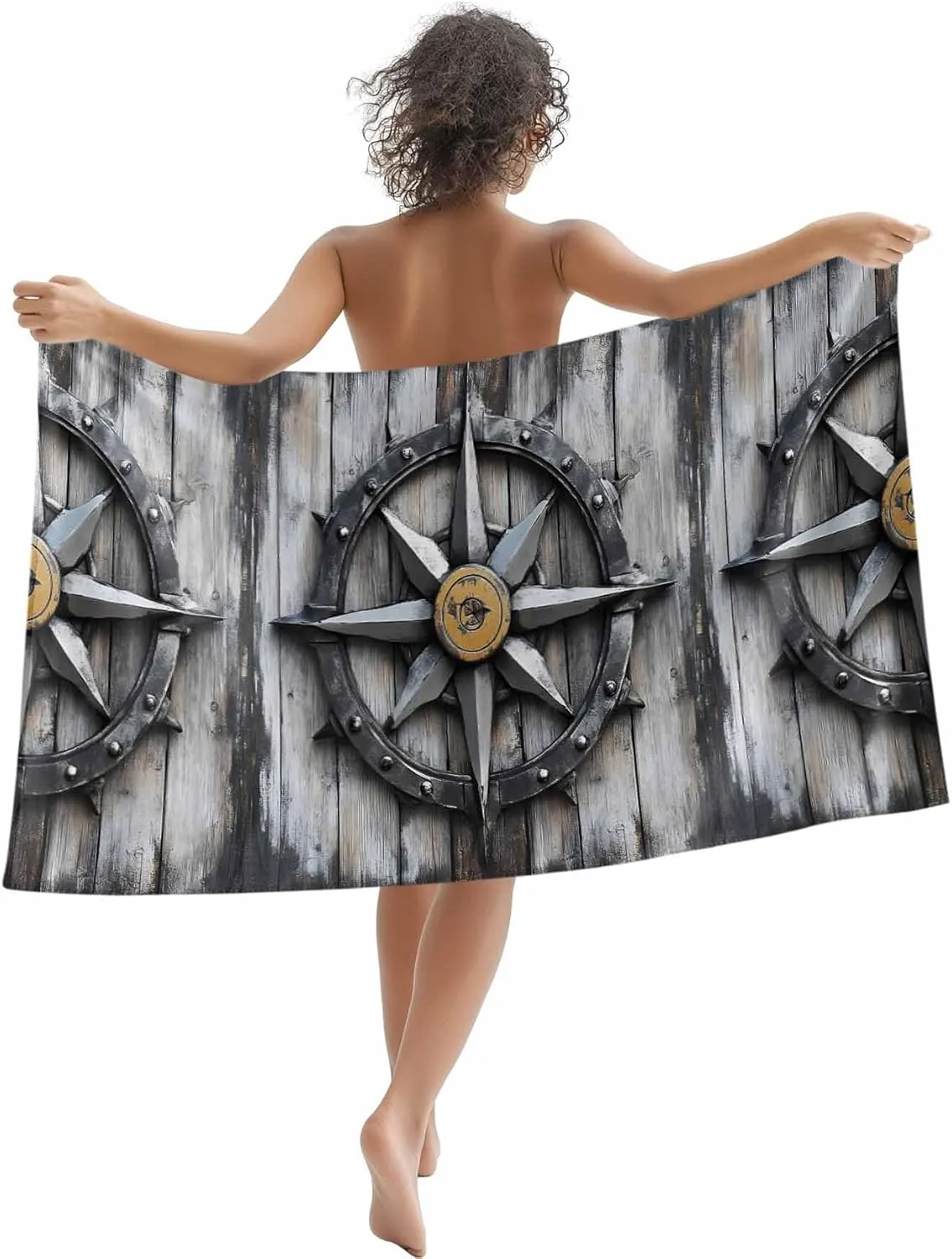 Beach Towel Compass Retro Board Towels for Beach, Bath, Pool, Gym, Yoga-Lightweight, Quick Dry Oversized Beach Towel - Compact Travel Towel 31x63 inch