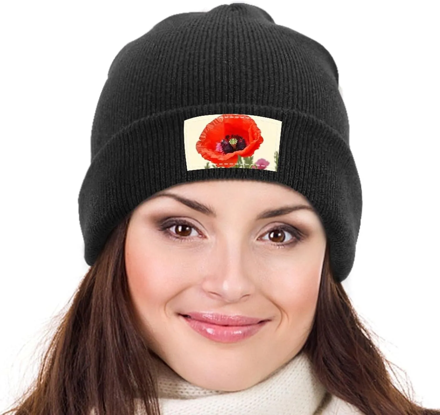 Beanie Hats for Women Men,Retro Canada Flag Print Soft Cozy Winter Hat,Warm Acrylic Knitted Cuffed Beanie Cap