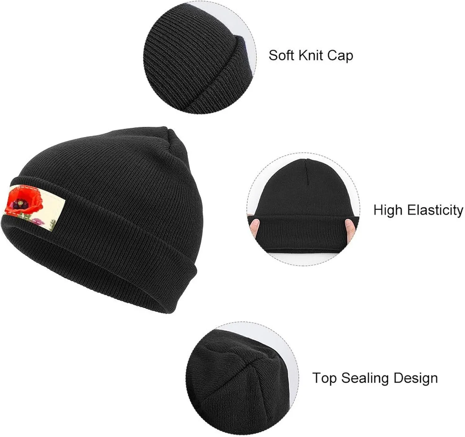 Beanie Hats for Women Men,Retro Canada Flag Print Soft Cozy Winter Hat,Warm Acrylic Knitted Cuffed Beanie Cap