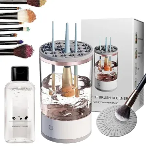 Beauty Swirl Cosmetic Brush Cleaner, The Cozy Luna Brush Cleaner, Cozy Luna Makeup Brush Cleaner, Automatic Spinning Cosmetic Tool for Deep Cleaning All Types of Brushes Set (White, Charging)
