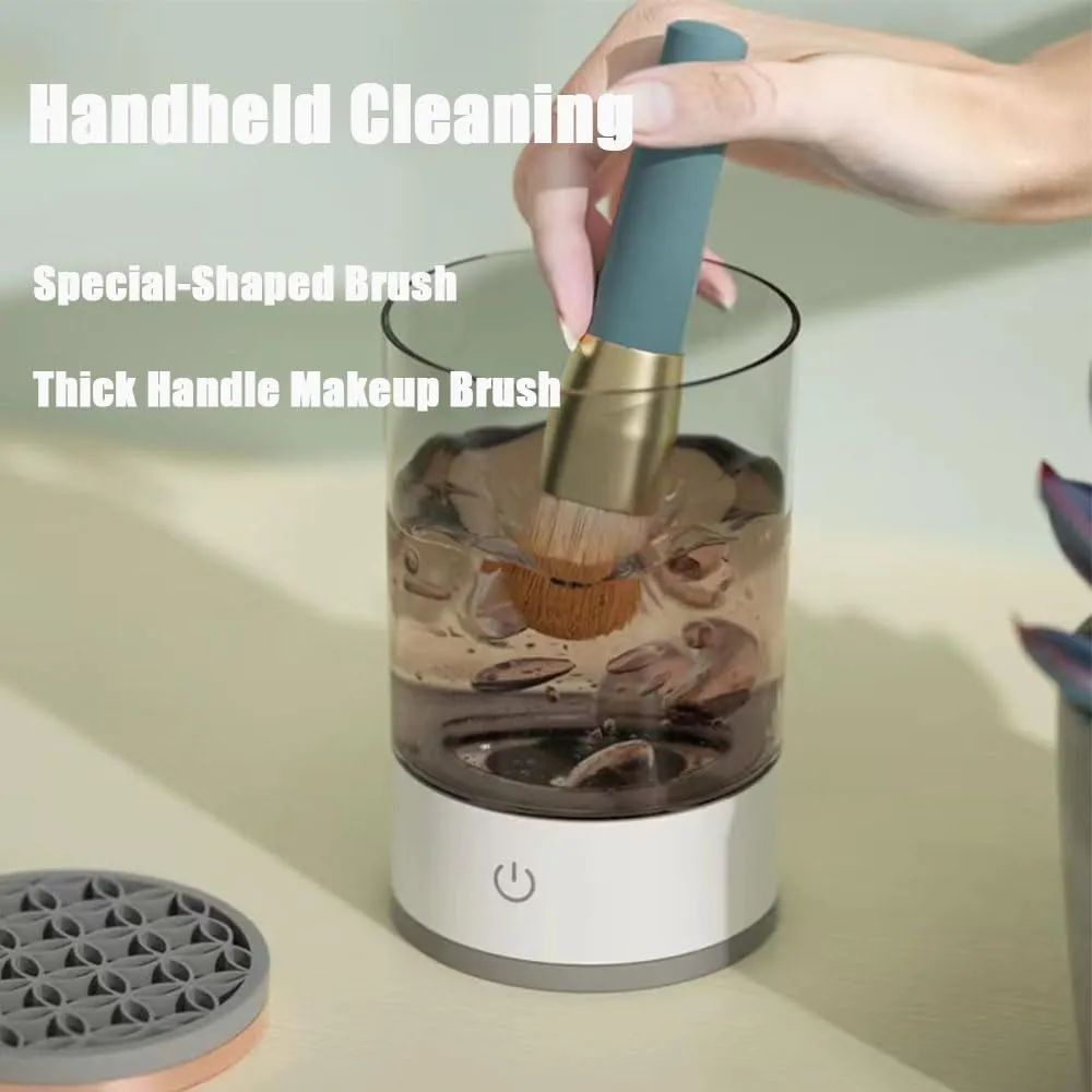 Beauty Swirl Cosmetic Brush Cleaner, The Cozy Luna Brush Cleaner, Cozy Luna Makeup Brush Cleaner, Automatic Spinning Cosmetic Tool for Deep Cleaning All Types of Brushes Set (White, Charging)