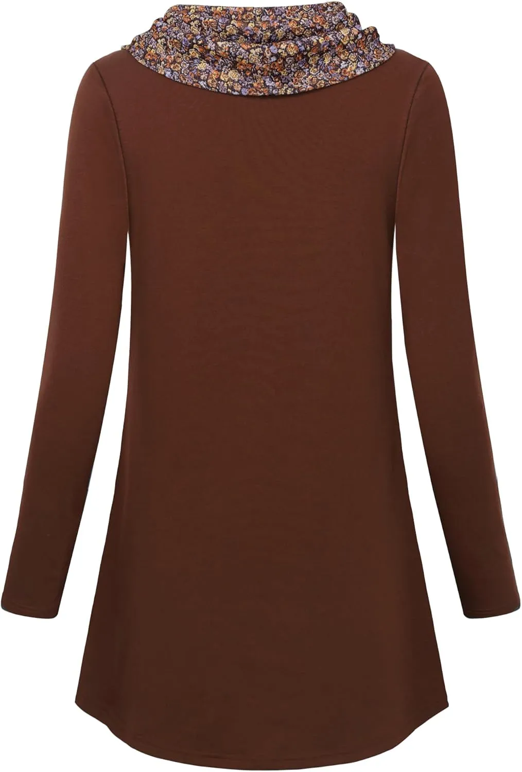 Bebonnie Womens Long Sleeve Cowl Neck Warm Splicing Tunic Tops with Buttons