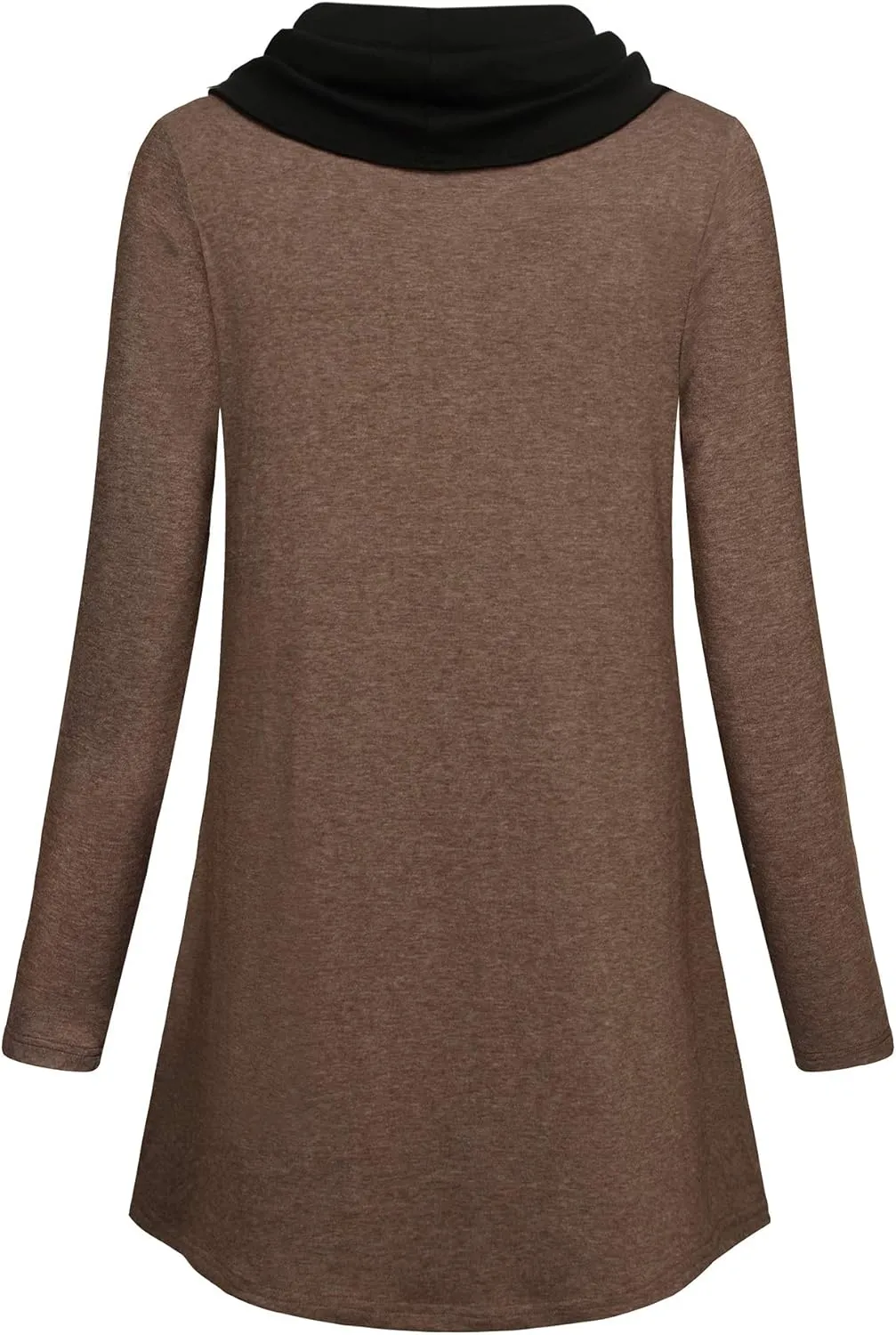 Bebonnie Womens Long Sleeve Cowl Neck Warm Splicing Tunic Tops with Buttons