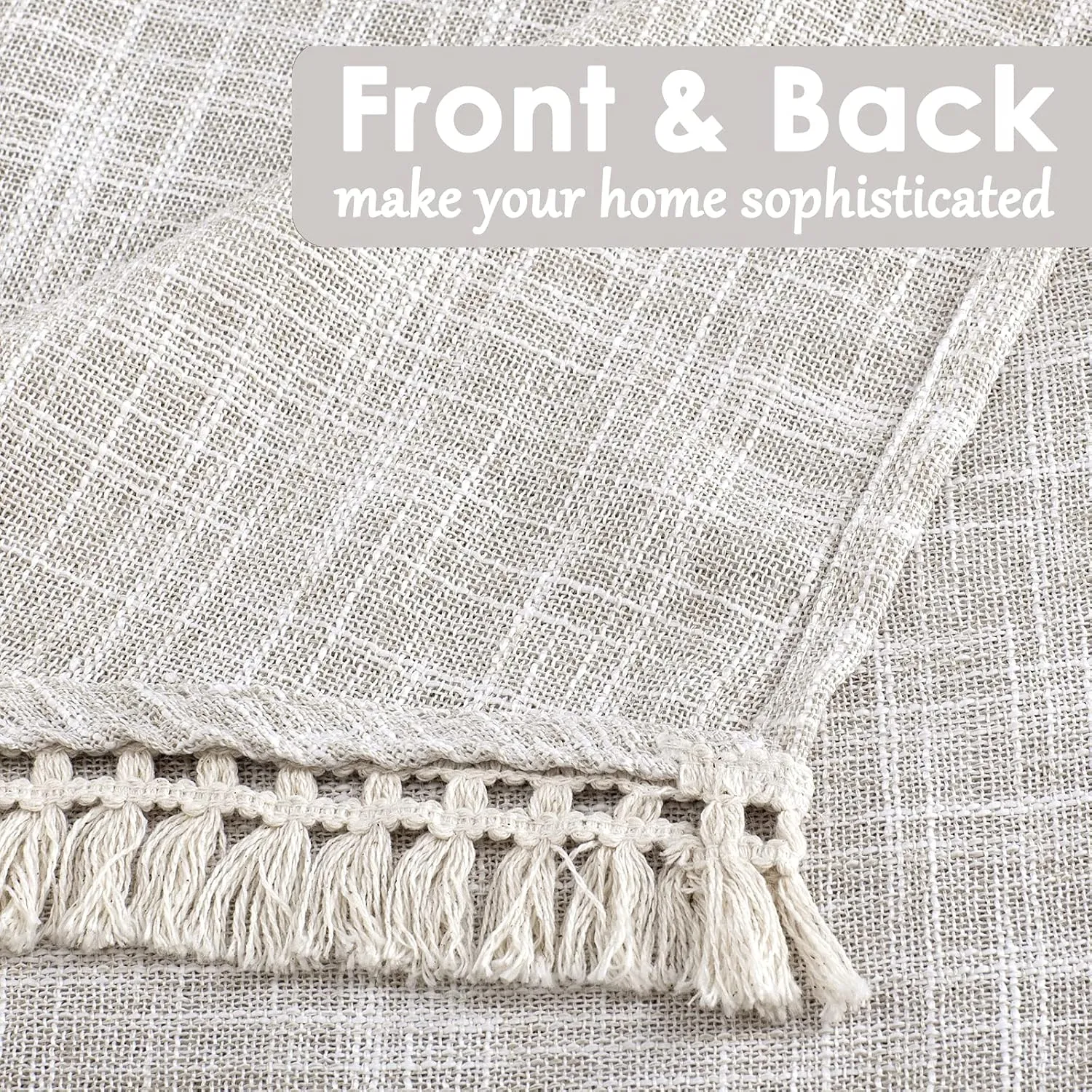 Beda Home Tassel-Linen-Textured-Swag-Curtain-Valance for Farmhouses’-Kitchen; Rustic-Short-Swag-Topper for Small-Windows Bedroom Privacy Added Rod-Pocket Design(Nature, 52Wx18L - 1PC)