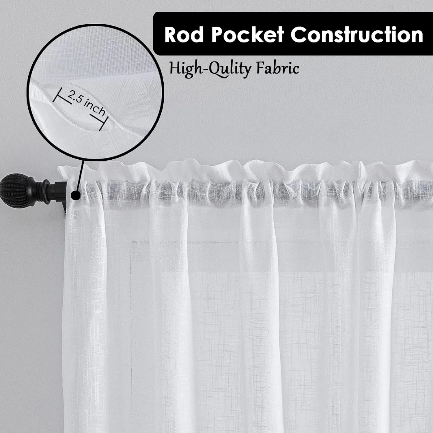 Beda Home Tassel-Linen-Textured-Swag-Curtain-Valance for Farmhouses’-Kitchen; Rustic-Short-Swag-Topper for Small-Windows Bedroom Privacy Added Rod-Pocket Design(White, 52Wx18L - 1PC)