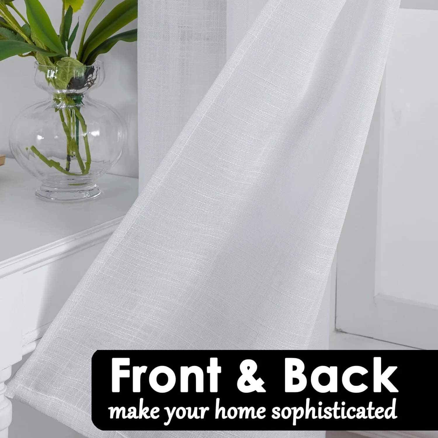 Beda Home Tassel-Linen-Textured-Swag-Curtain-Valance for Farmhouses’-Kitchen; Rustic-Short-Swag-Topper for Small-Windows Bedroom Privacy Added Rod-Pocket Design(White, 52Wx18L - 1PC)