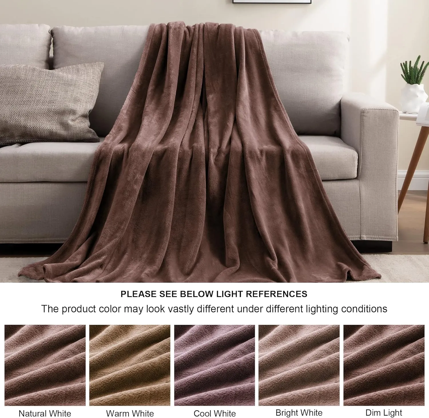 BEDELITE Fleece Blanket Brown Throw Blankets for Couch & Bed, Luxury Plush Cozy Fuzzy Blanket 50" x 60", Super Soft Warm Lightweight Throw Blanket for Travel Camping