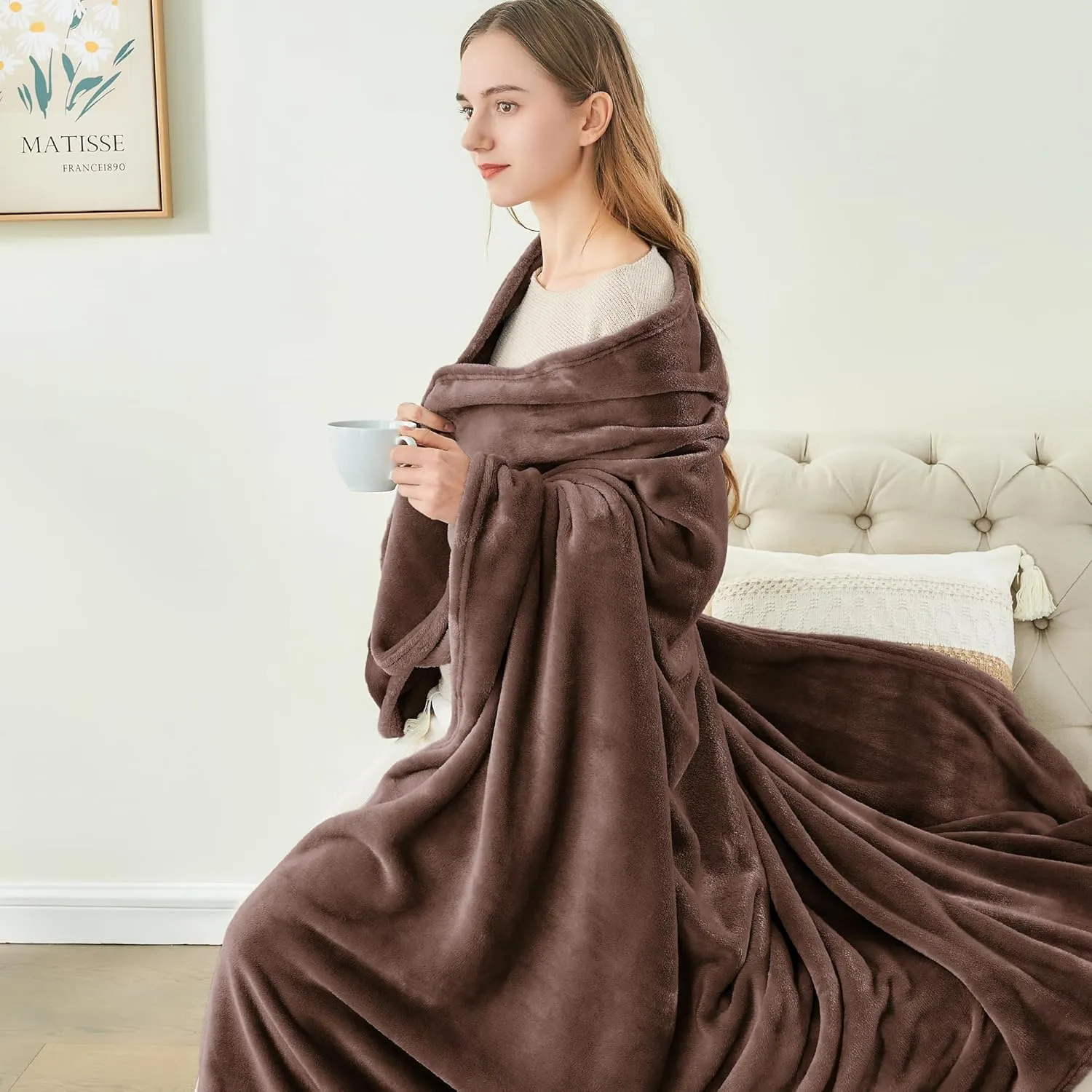 BEDELITE Fleece Blanket Brown Throw Blankets for Couch & Bed, Luxury Plush Cozy Fuzzy Blanket 50" x 60", Super Soft Warm Lightweight Throw Blanket for Travel Camping