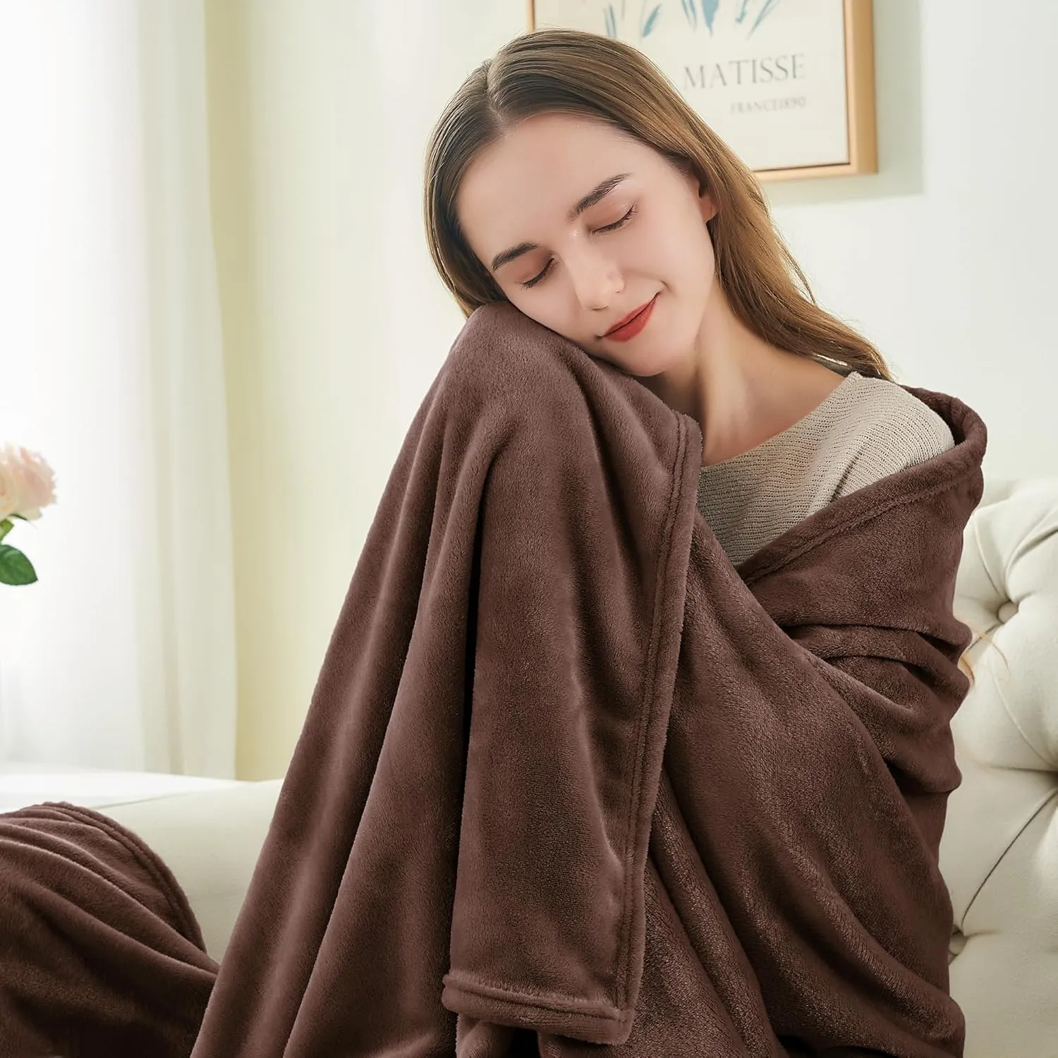 BEDELITE Fleece Blanket Brown Throw Blankets for Couch & Bed, Luxury Plush Cozy Fuzzy Blanket 50" x 60", Super Soft Warm Lightweight Throw Blanket for Travel Camping