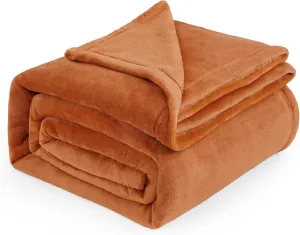 Bedsure Burnt Orange Fleece Blanket King Size - 280GSM Soft Lightweight Plush Cozy Blankets for Bed, Sofa, Couch, Travel, Camping