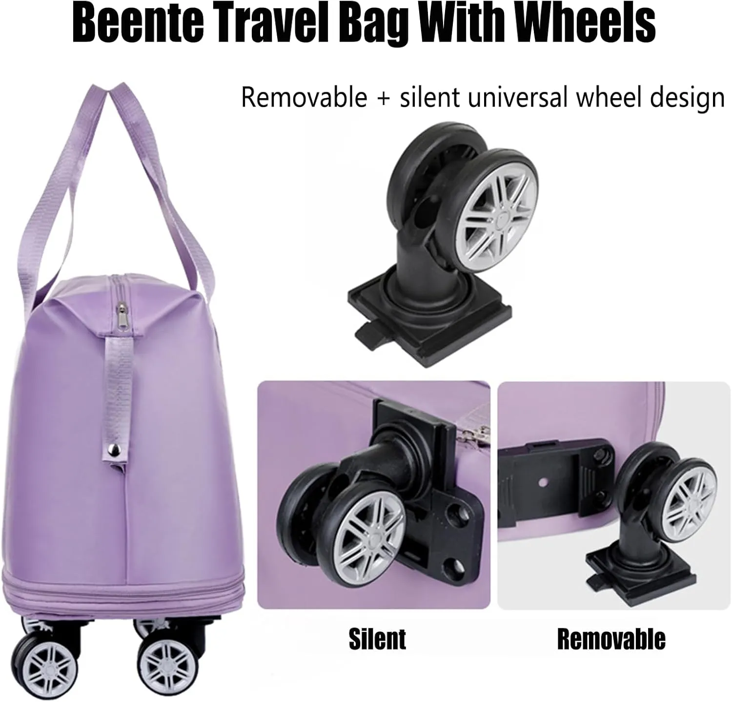 Beente Travel Bag With Wheels, 2025 New Large Capacity Travel Bag - Universal Wheel Removable Silent, Expandable Foldable Carry-On Luggage Bags, For Travel (Dark Blue)