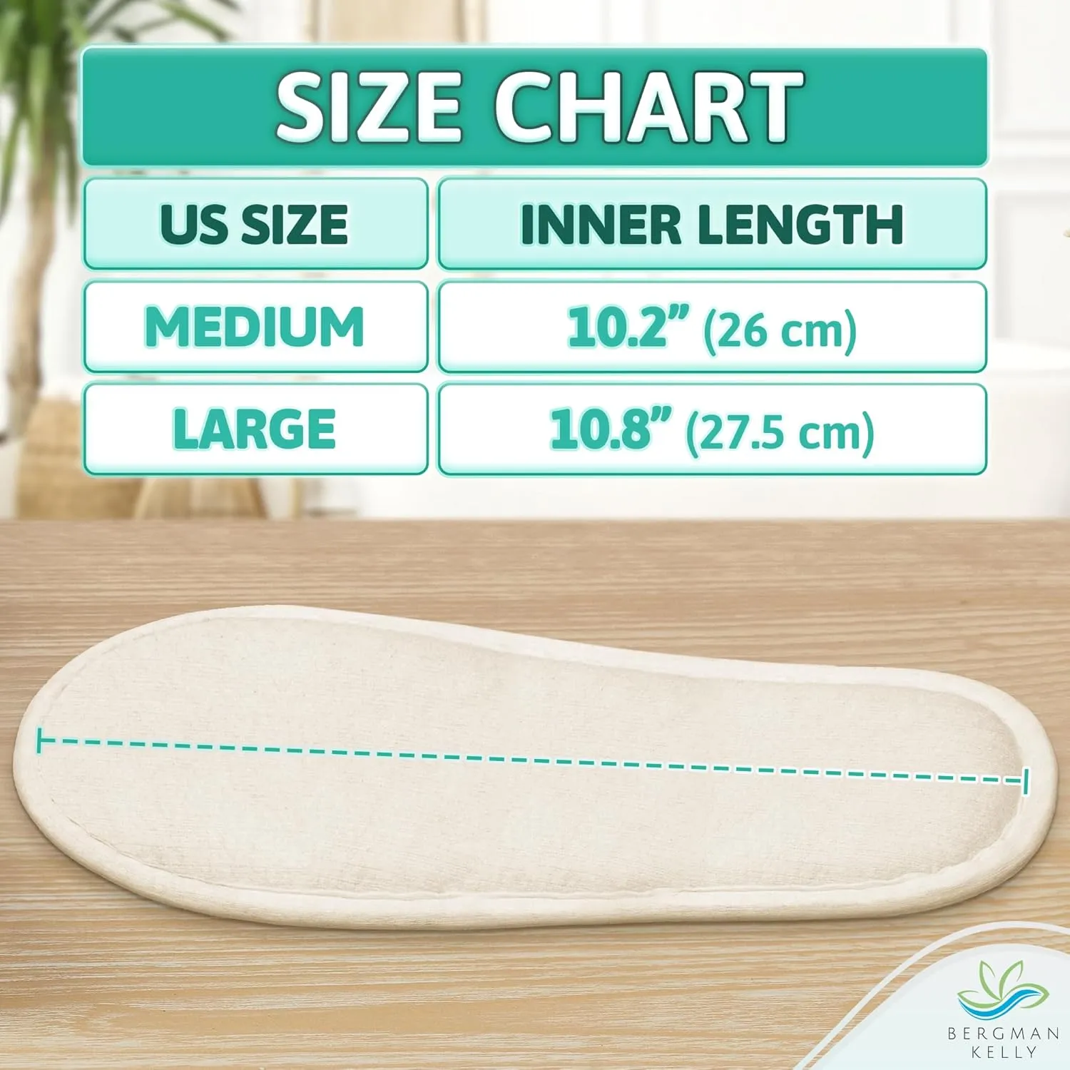 BERGMAN KELLY - Spa Slippers - Eco-Friendly & 100% Biodegradable Disposable Indoor House Slippers - Closed Toe House Shoes for Men & Women - Value Pack Hotel Indoor Shoes for Guests - Washable