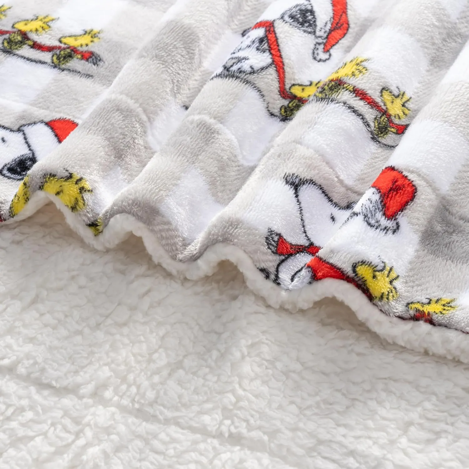 Berkshire Blanket Peanuts® Sherpa Blanket, 480gsm Warm Reversible Heavy Thick Blanket for Couch, Bed & Travel (Warm Snoopy Grey, King Size 90" x 108")