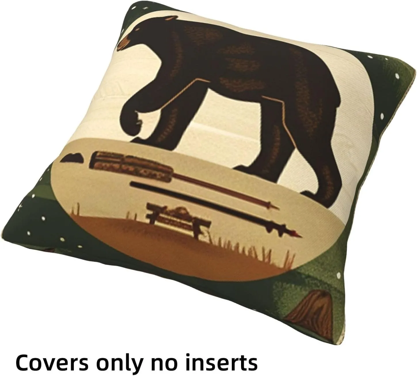 Best Gifts Set of 4 Throw Pillow Cover Bear Adventure Mountains Arrow Campfire Outdoor Forest Trees Camping Travel Cushion Case Double-Sided Plush Material Decorative Pillowcase 18"X18" (Green 1)