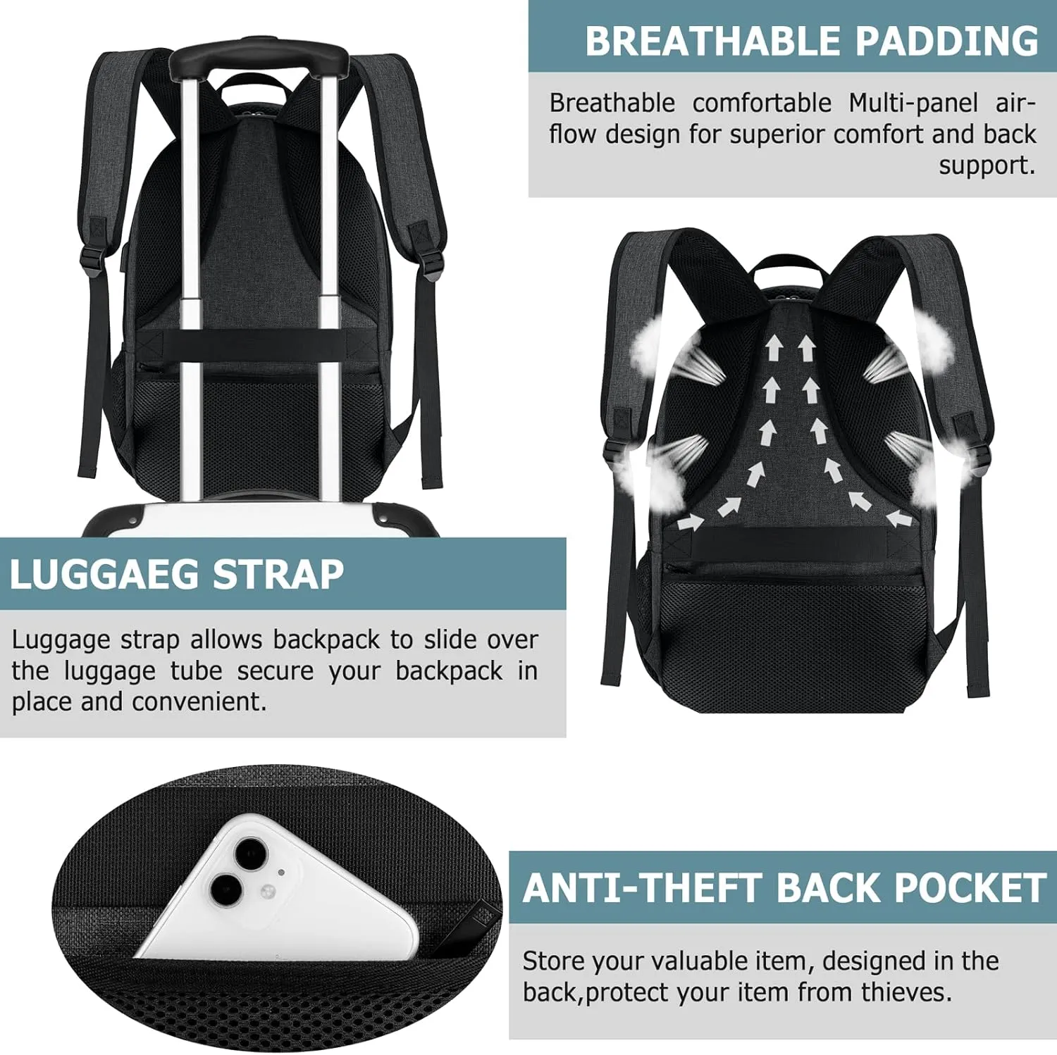 BIKROD Lunch Backpack, Insulated Cooler Lunch Bag Backpack, Large Travel 17.3 Laptop Back Pack Sturdy Computer College School Bookbag for Women Men for Men Women Work Hiking Picnic