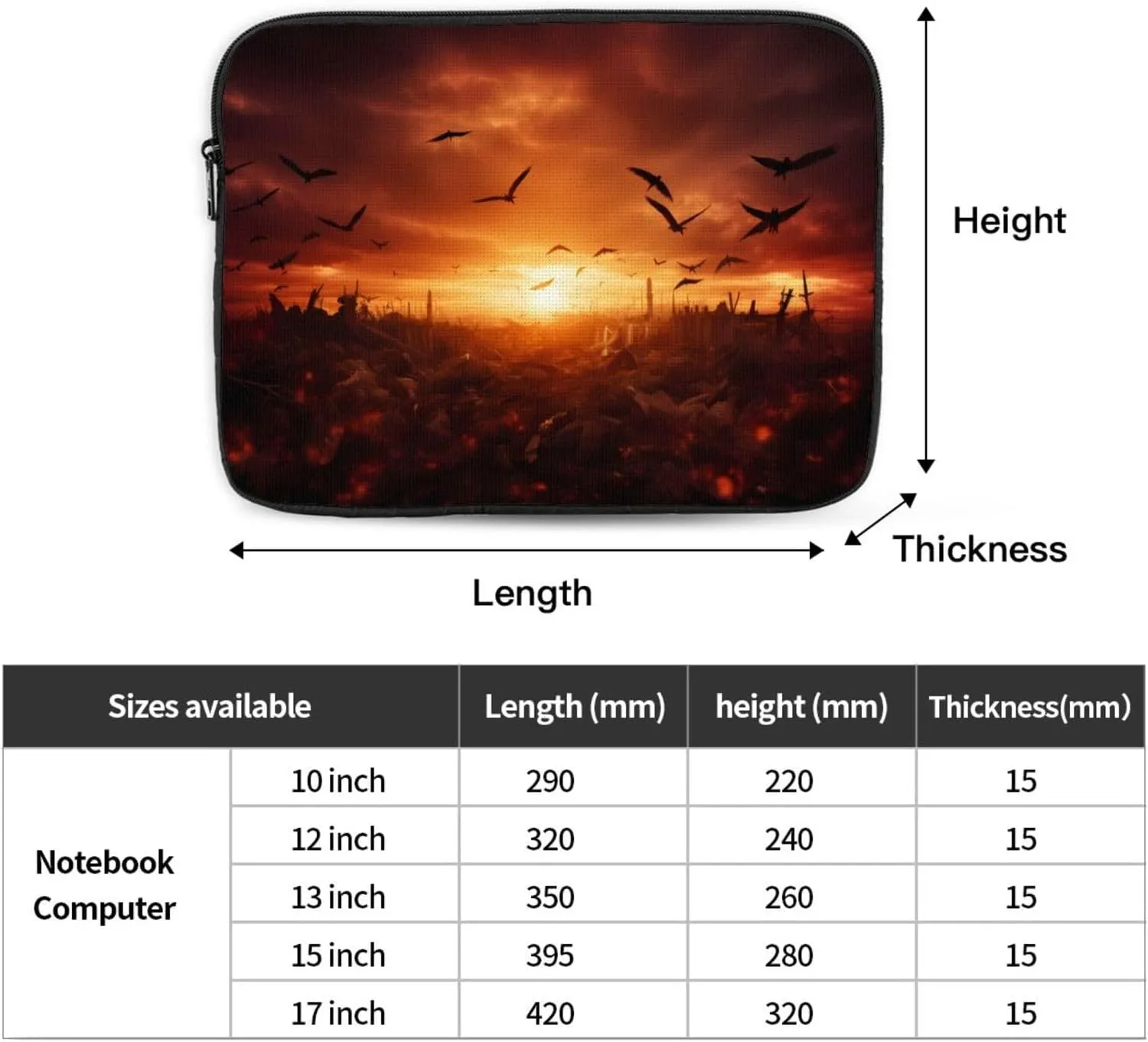 Birds In The Dark Sky Laptop Inner Bag Laptop Sleeve Case Briefcase Carrying Laptop Cover