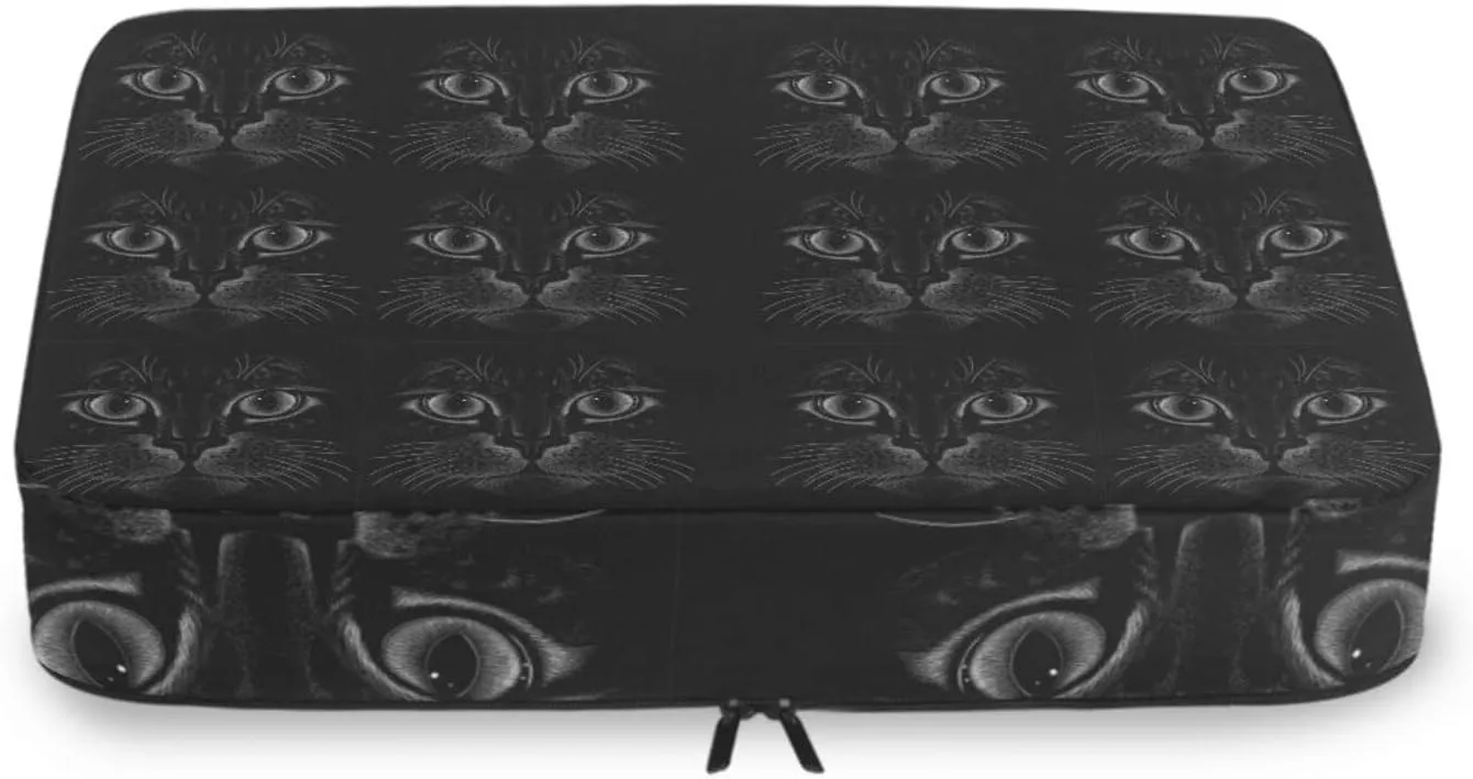 Black Cat Face on Dark 4 PCs Set Packing Bags, Luggage Organizer Bag, Portable Cube Toiletry bag, Durable Travel Cosmetic Storage Bag for Men Women