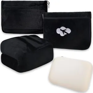 Blanket Pillow for Airplane Travel Essentials - 3 In 1 Travel Blanket and Pillow Set for Women Gift, Plane Compact with Bag for Long Flight, International Traveler Must Haves Flying Accessories（Black）