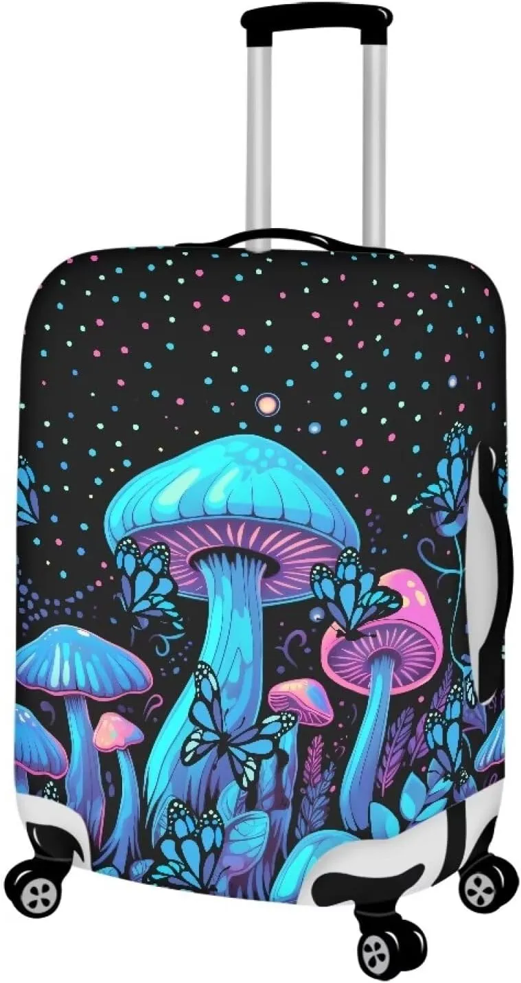 Blue Mushrooms Luggage Case Cover Luggage Suitcase Cover Protector Luggage Washable Covers Cute Aesthetic for 18/24/28/32 Inch Luggage Women Girls Carryon Luggage Cover-L