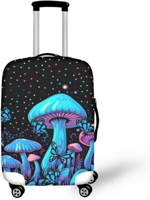 Blue Mushrooms Luggage Case Cover Luggage Suitcase Cover Protector Luggage Washable Covers Cute Aesthetic for 18/24/28/32 Inch Luggage Women Girls Carryon Luggage Cover-L