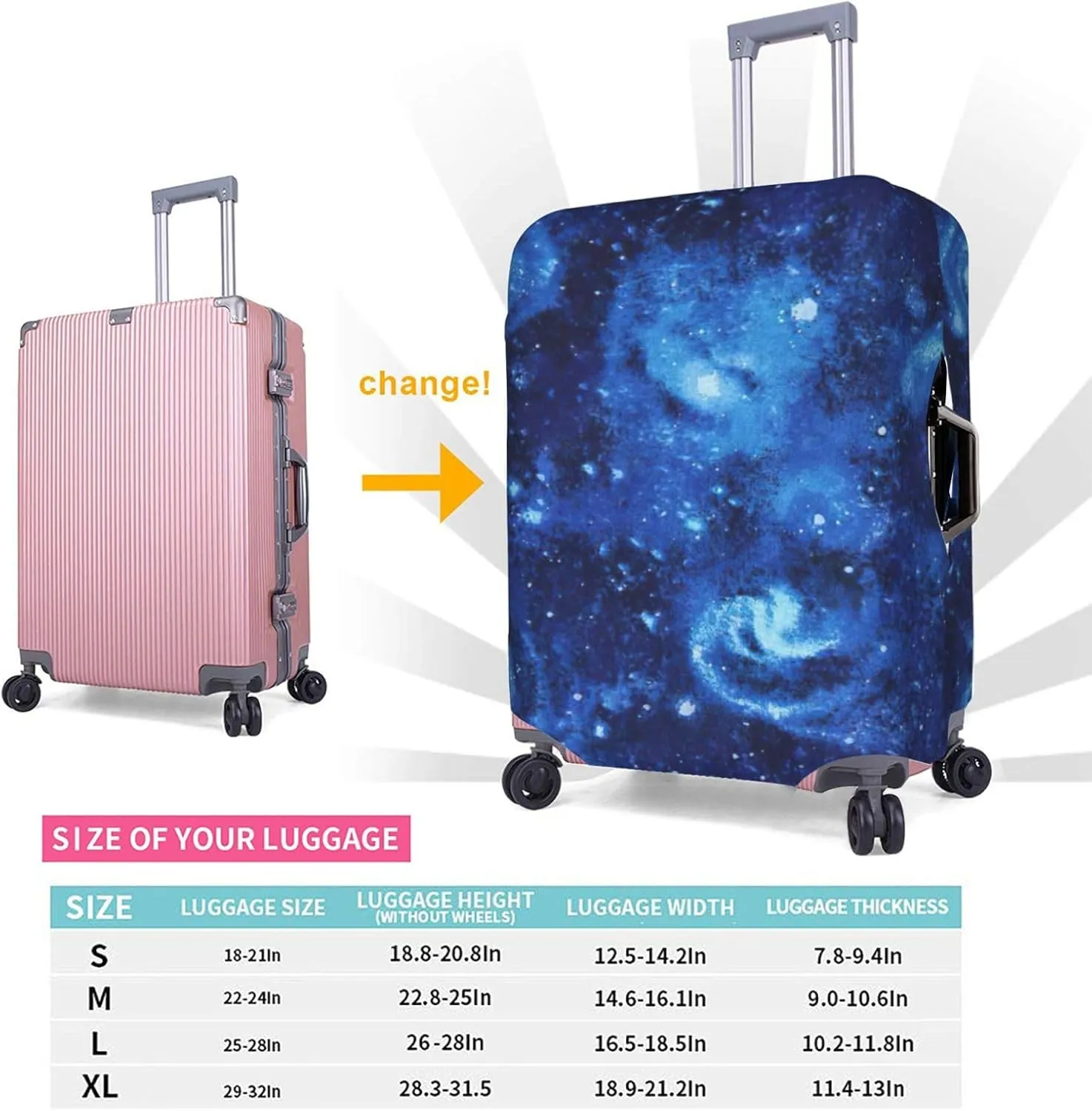 Blue Universe Space Galaxy Print Luggage Cover For Suitcases, Elastic Travel Bag For Luggage, Stylish Design