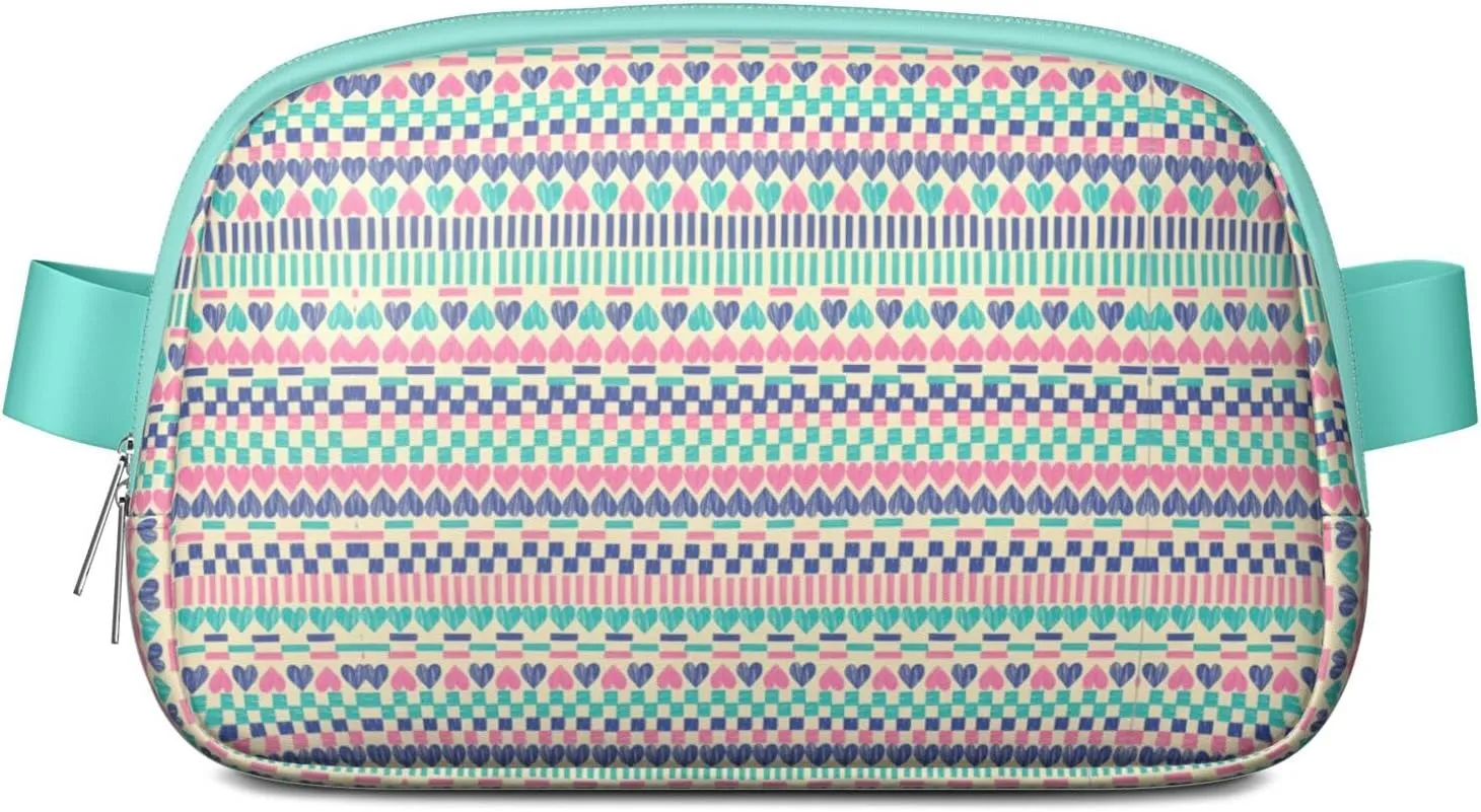 Bohemian Mini Belt Bag for Men Women Vintage Rustic Waist Packs Crossbody Bags Adjustable Strap for Hiking Cycling Running