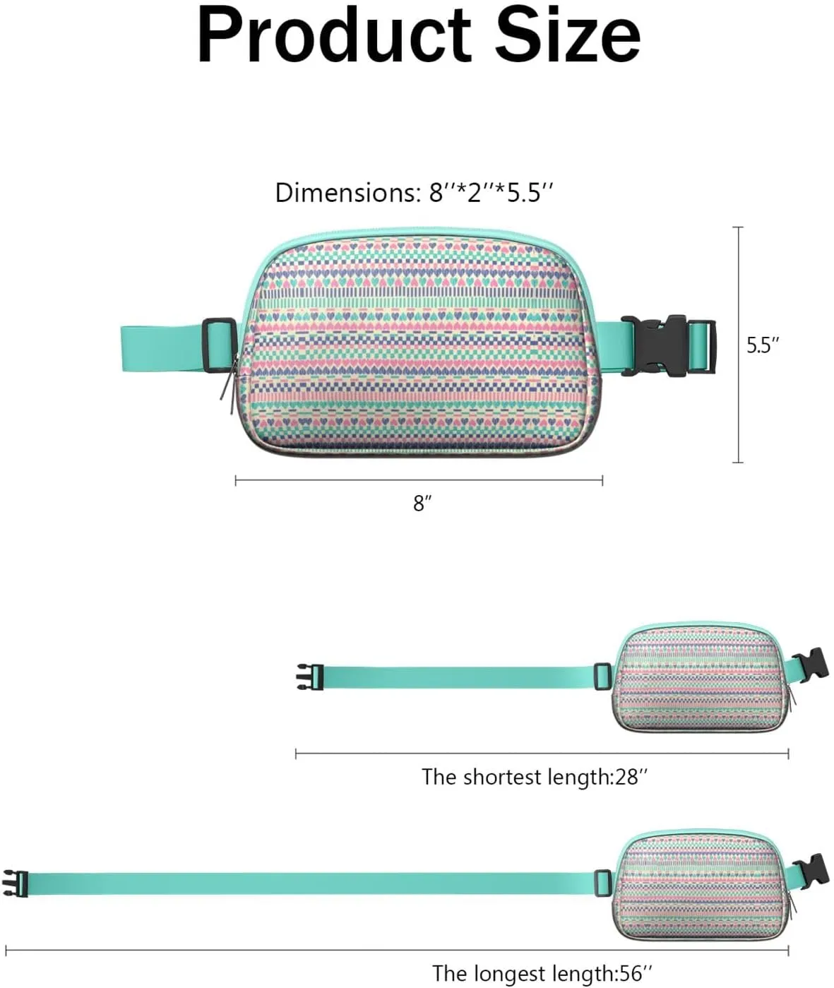 Bohemian Mini Belt Bag for Men Women Vintage Rustic Waist Packs Crossbody Bags Adjustable Strap for Hiking Cycling Running