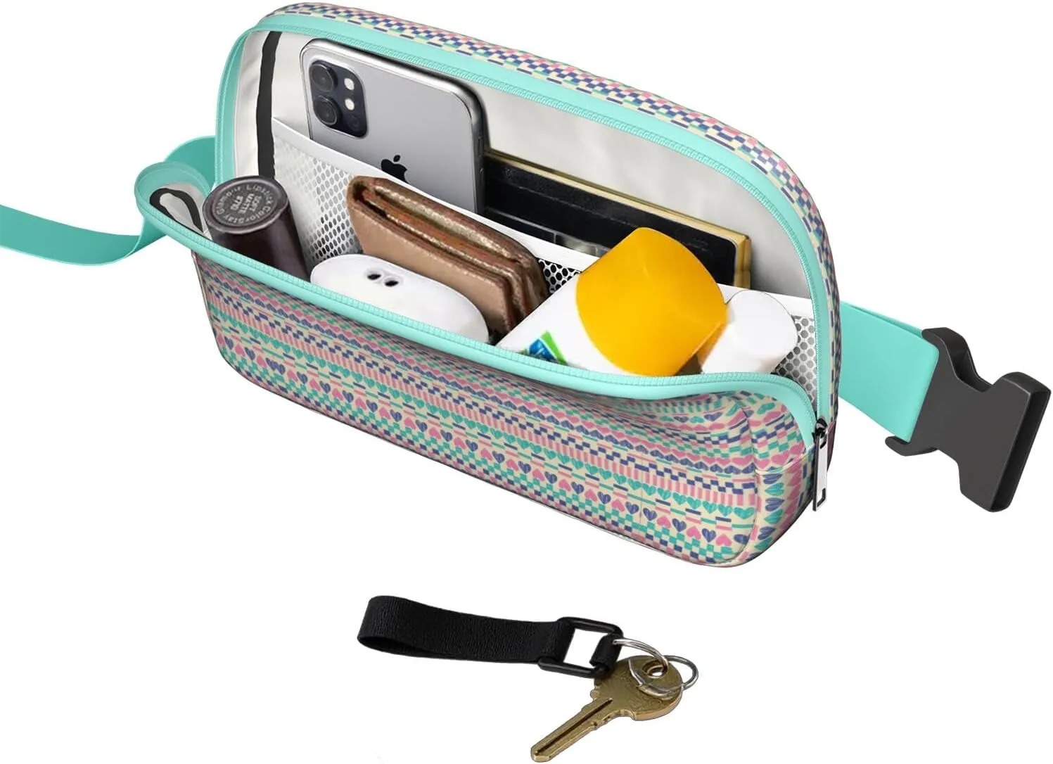 Bohemian Mini Belt Bag for Men Women Vintage Rustic Waist Packs Crossbody Bags Adjustable Strap for Hiking Cycling Running