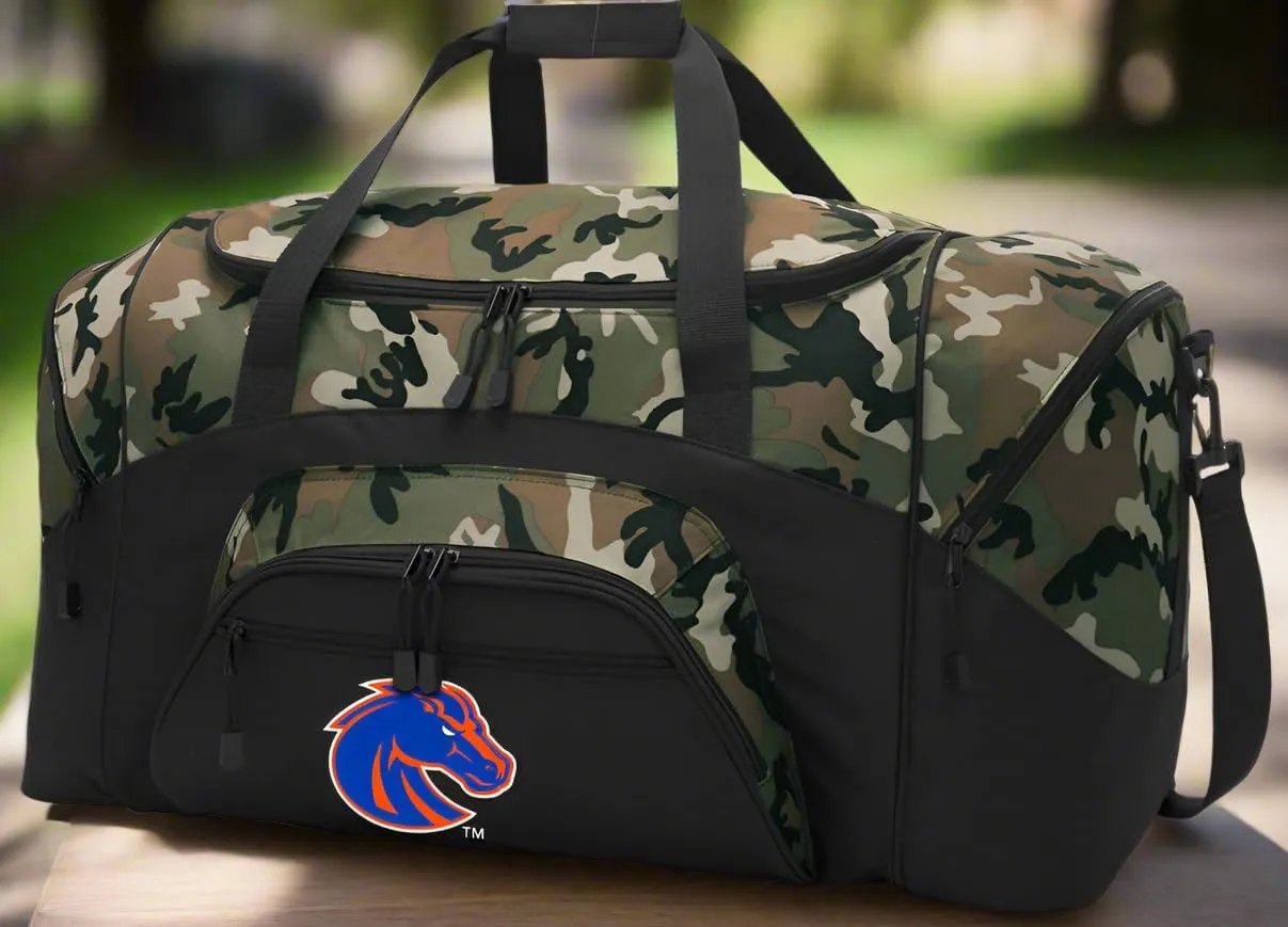 Boise State Suitcase Duffel Bag Large Boise State University Duffle for Travel or Sports Gear Bag (Camo)