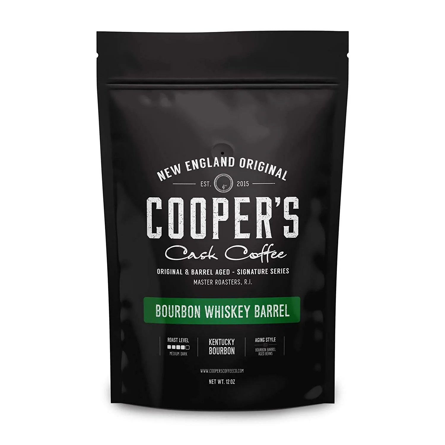Bourbon Whiskey Barrel Aged Coffee - Ground, Single Origin Grade 1 Colombian Coffee Beans Aged in Kentucky Bourbon Whiskey Barrels - 12 oz Bags