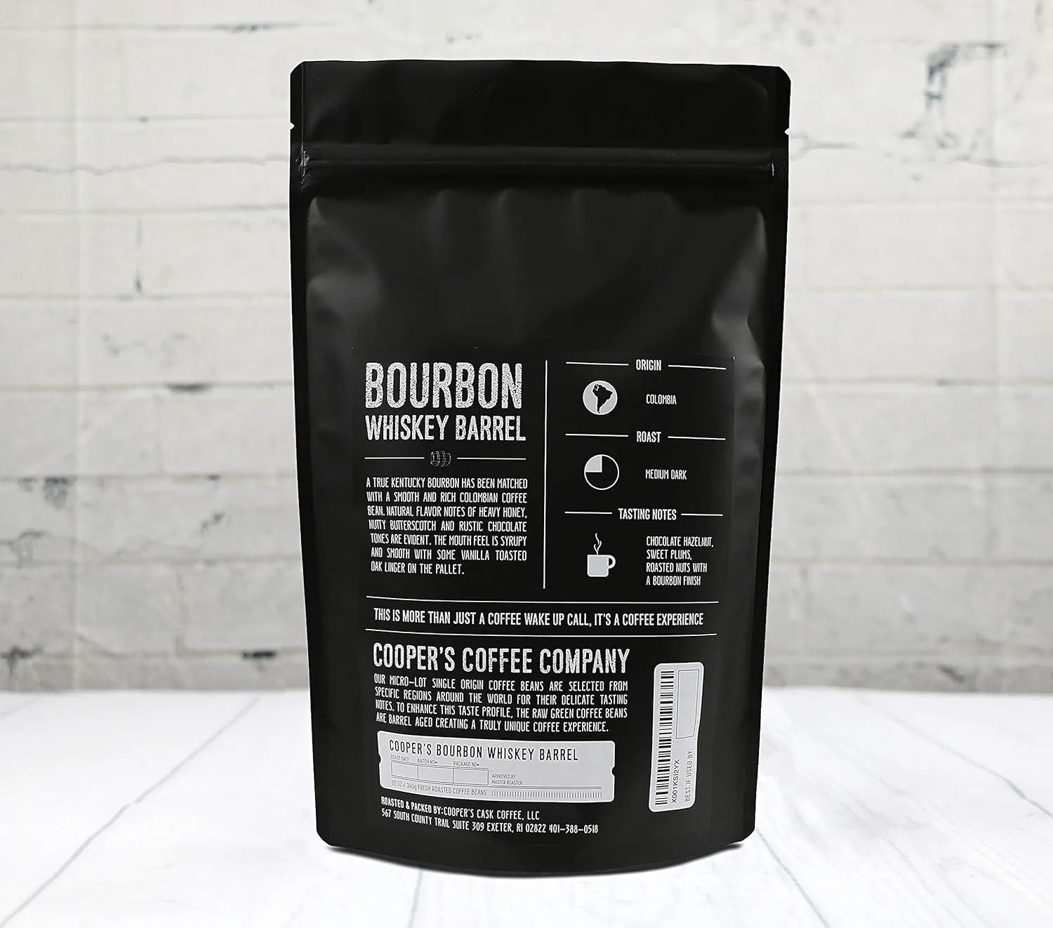 Bourbon Whiskey Barrel Aged Coffee - Ground, Single Origin Grade 1 Colombian Coffee Beans Aged in Kentucky Bourbon Whiskey Barrels - 12 oz Bags