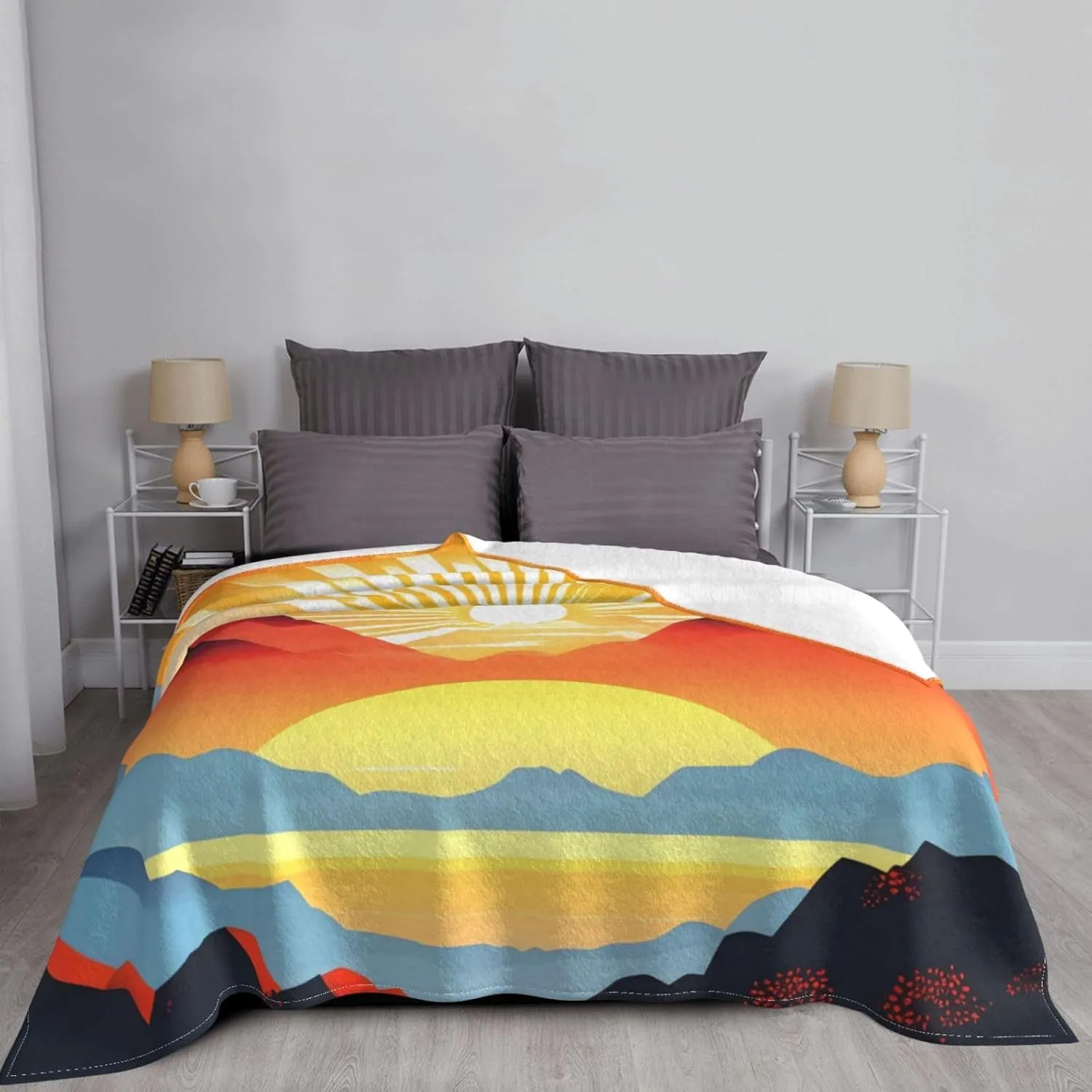 Bright Sunrise Super Soft Microfiber Flannel Blankets, Bed, Sofa Ultra Luxurious Warm and Cozy for All Seasons