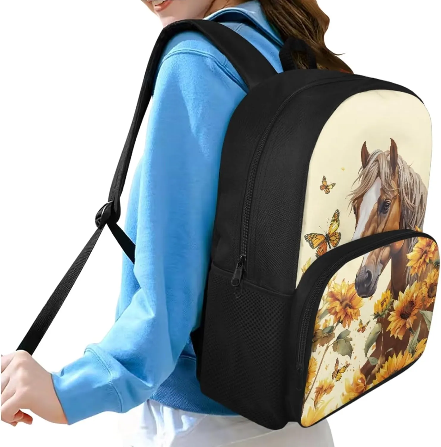 Brown Horse Boys Backpack 6-8 With Lunch Bag School Pencil Case Hiking Backpack Middle-School Elementary Bookbags As a Birthday Children’s Day Christmas Gift