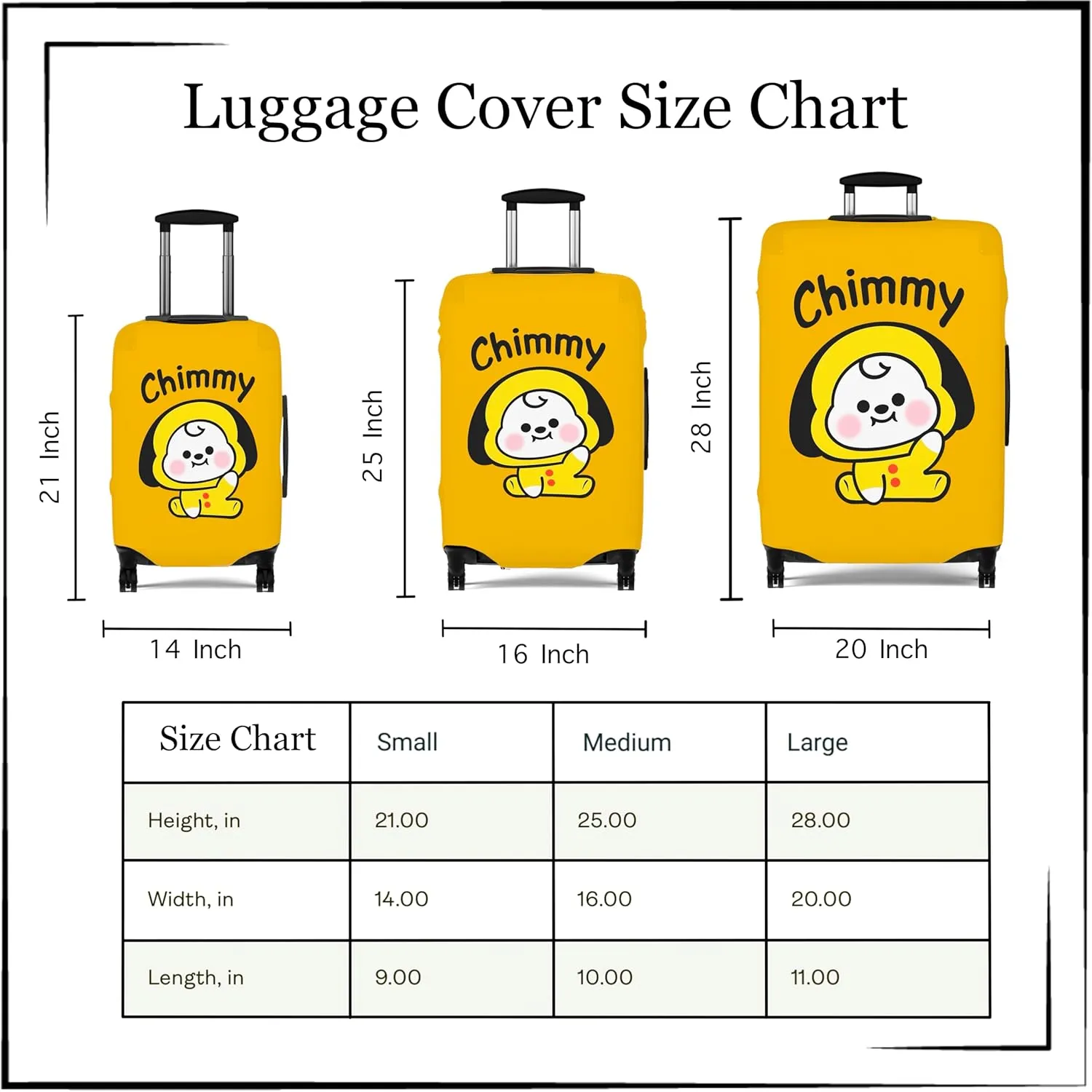 BT2I Chimmy-Inspired Suitcase Cover | Cute K-pop Bangtan Army Jimin Suitcase Protector Luggage Bag Cover Travel Accessory Gift Merch (Pattern 1, Large)