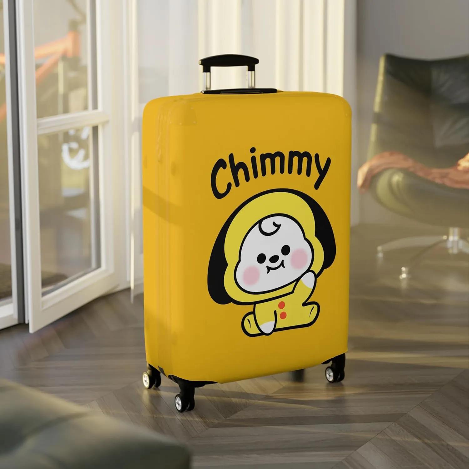 BT2I Chimmy-Inspired Suitcase Cover | Cute K-pop Bangtan Army Jimin Suitcase Protector Luggage Bag Cover Travel Accessory Gift Merch (Pattern 1, Large)