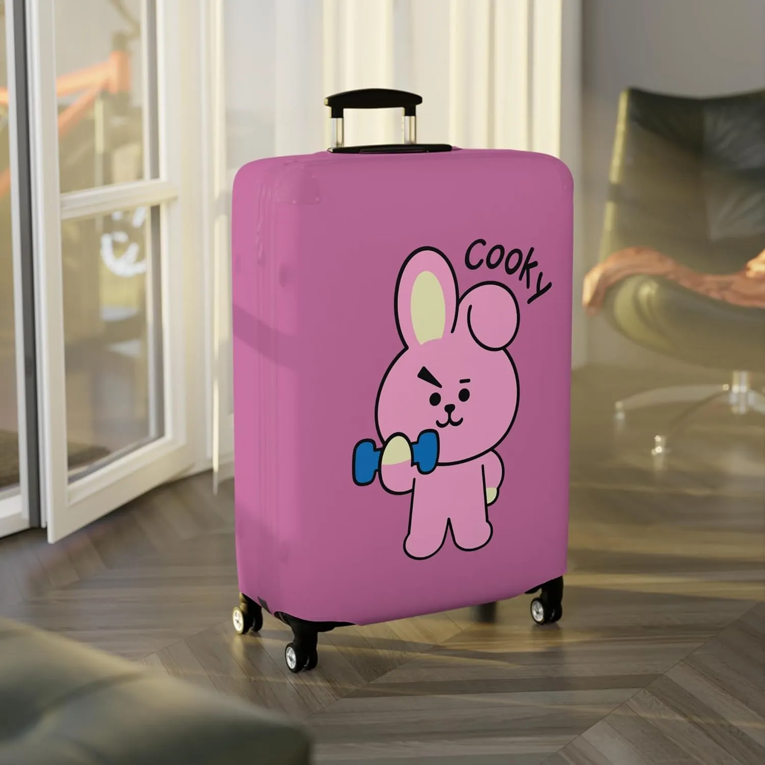 BT2I Cooky-Inspired Suitcase Cover | Cute K-pop Bangtan Army Jungkook Jk Travel Suitcase Protector Luggage Cover Gift Merch (Pattern 1, Large)