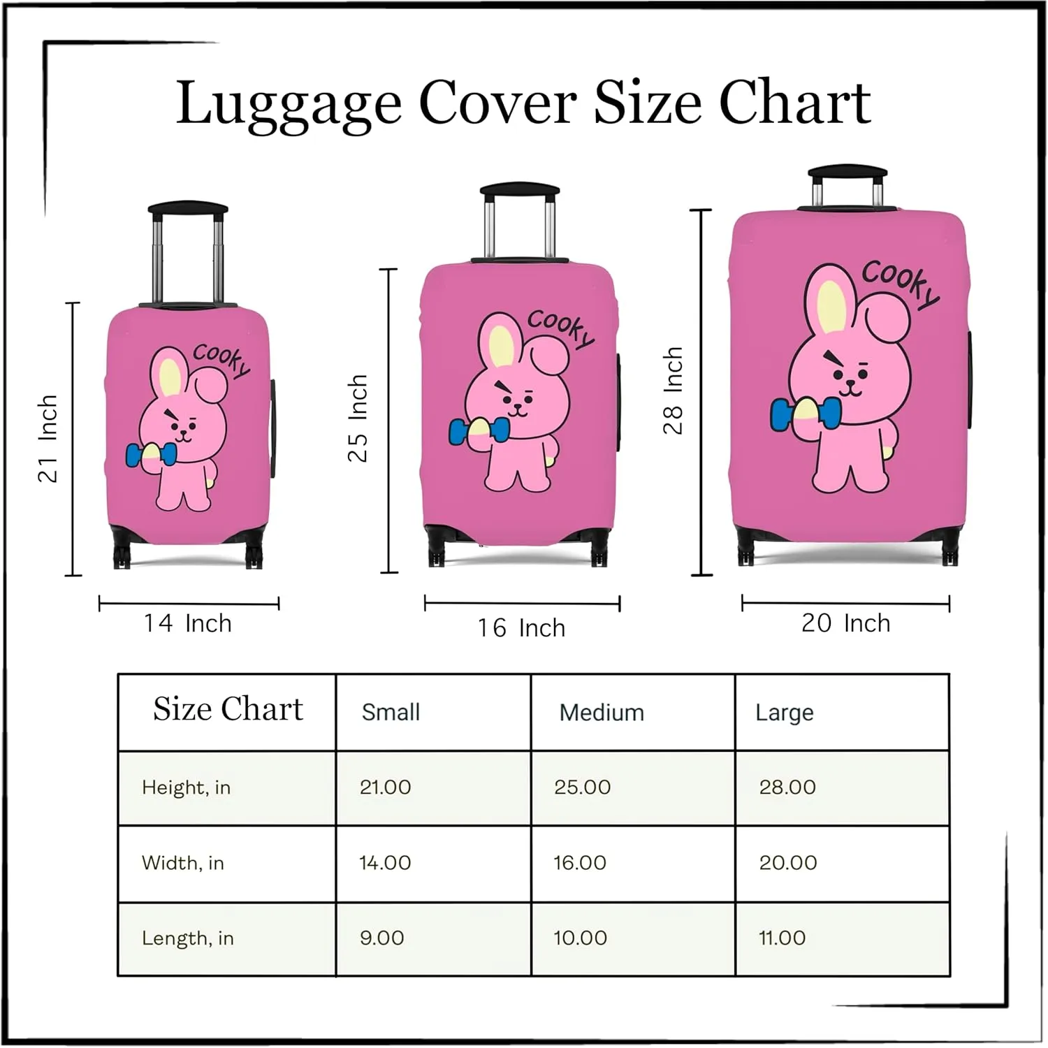 BT2I Cooky-Inspired Suitcase Cover | Cute K-pop Bangtan Army Jungkook Jk Travel Suitcase Protector Luggage Cover Gift Merch (Pattern 1, Large)
