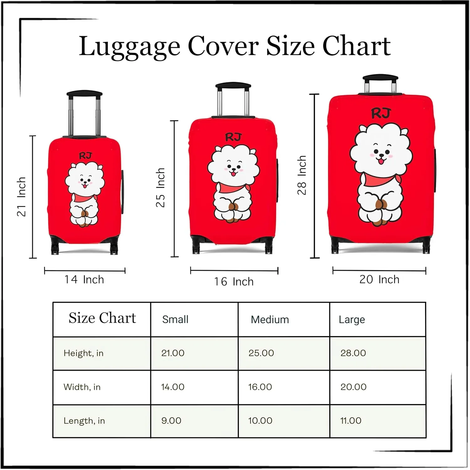 BT2I RJ-Inspired Suitcase Cover | Cute K-pop Bangtan Army Jin Durable Suitcase Protector Luggage Bag Cover Travel Accessory Gift Merch (Pattern 1, Large)
