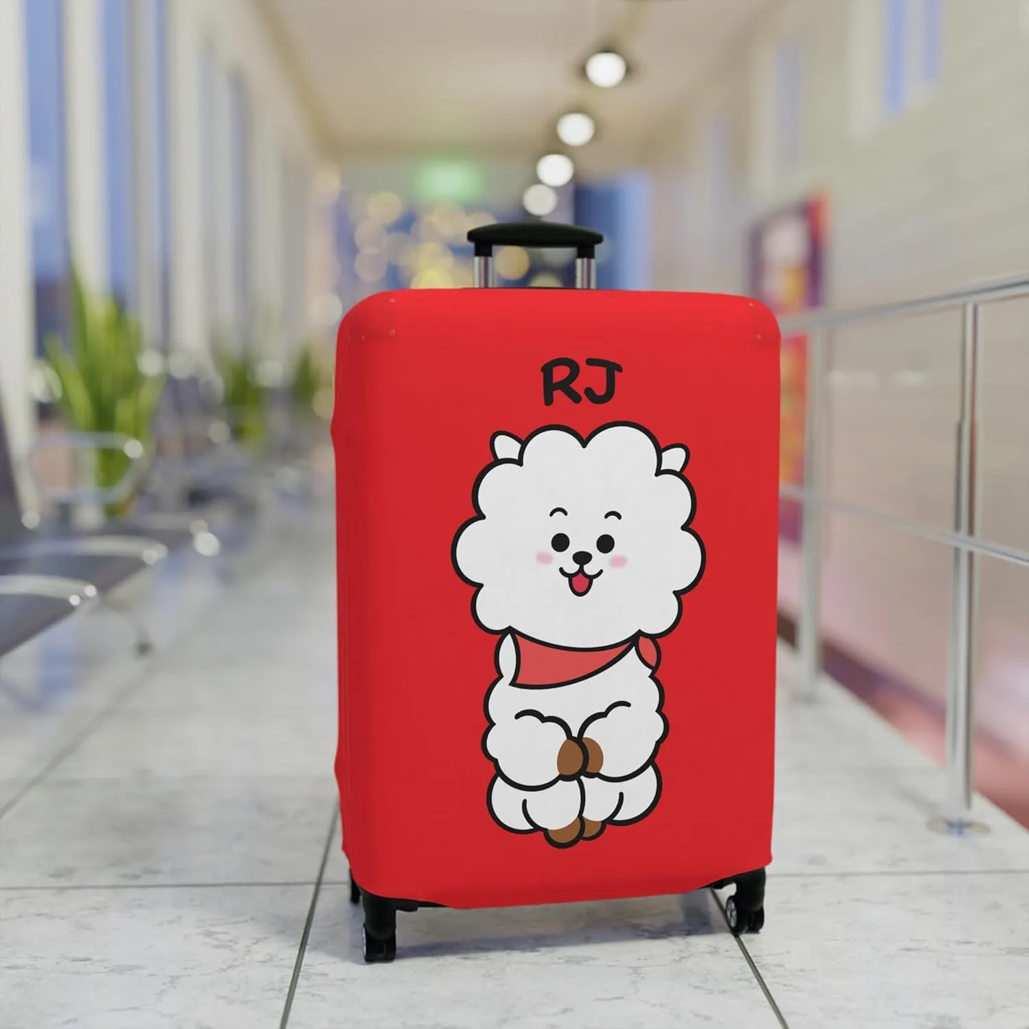 BT2I RJ-Inspired Suitcase Cover | Cute K-pop Bangtan Army Jin Durable Suitcase Protector Luggage Bag Cover Travel Accessory Gift Merch (Pattern 1, Large)