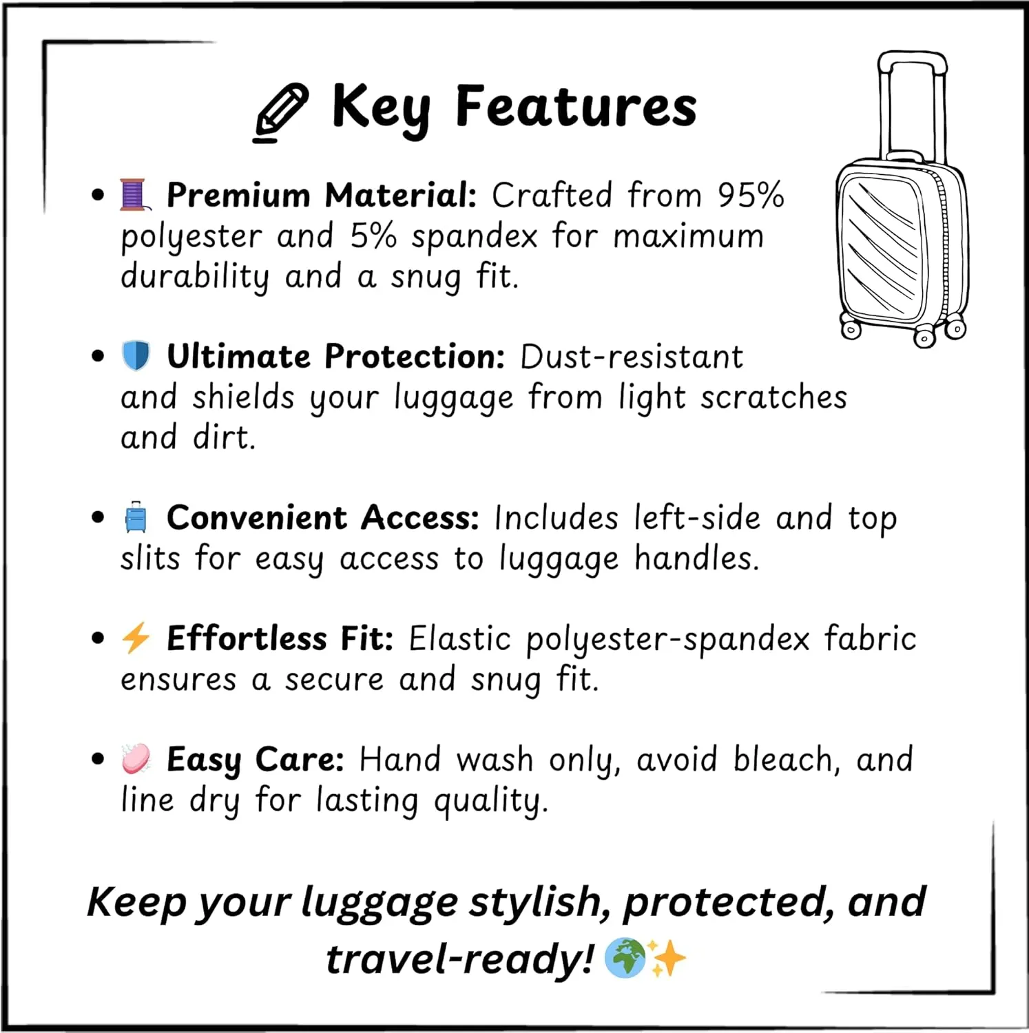 BT2I RJ-Inspired Suitcase Cover | Cute K-pop Bangtan Army Jin Durable Suitcase Protector Luggage Bag Cover Travel Accessory Gift Merch (Pattern 1, Large)