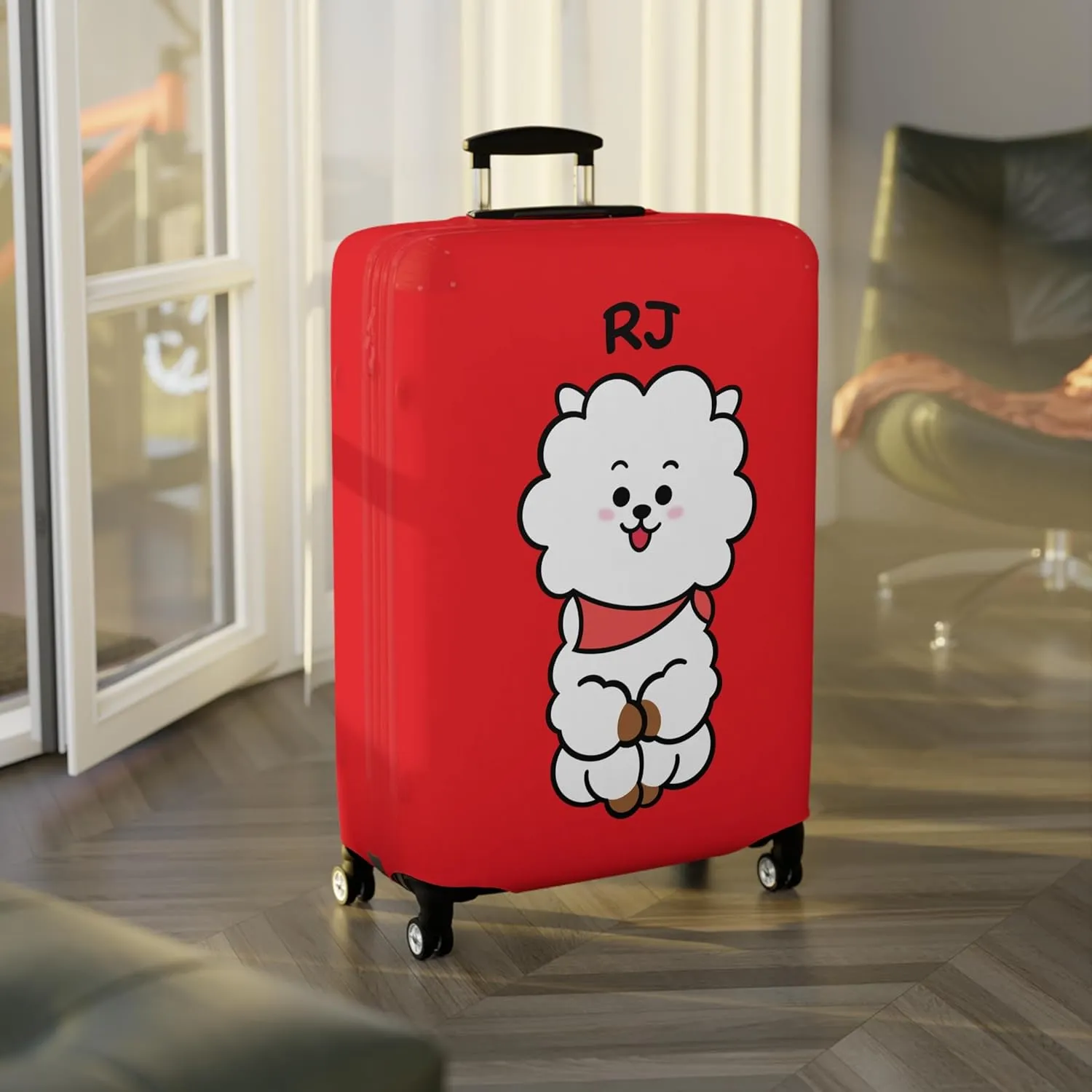 BT2I RJ-Inspired Suitcase Cover | Cute K-pop Bangtan Army Jin Durable Suitcase Protector Luggage Bag Cover Travel Accessory Gift Merch (Pattern 1, Large)