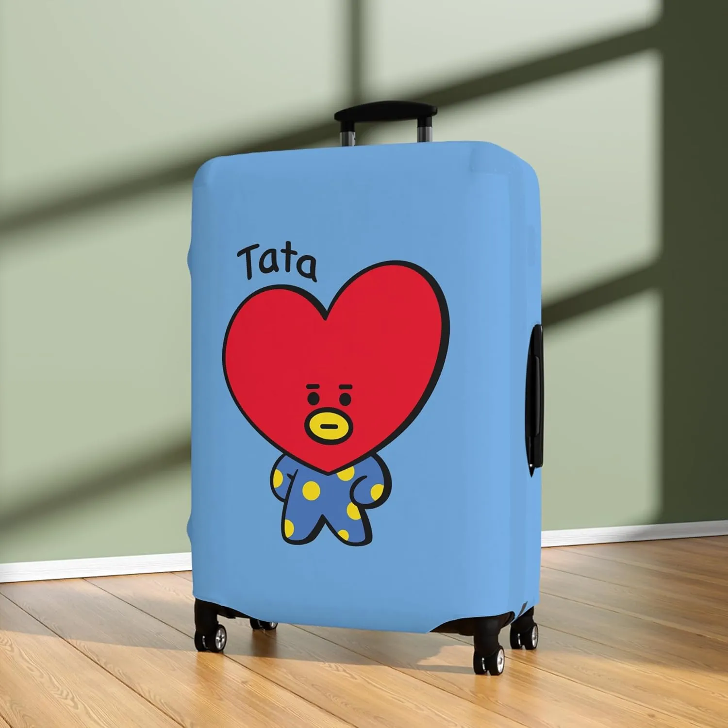 BT2I Tata-Inspired Suitcase Cover | Cute K-pop Bangtan Army Taehyung V Travel Suitcase Protector Luggage Bag Cover Gift Merch Merchandise (Pattern 1, Large)