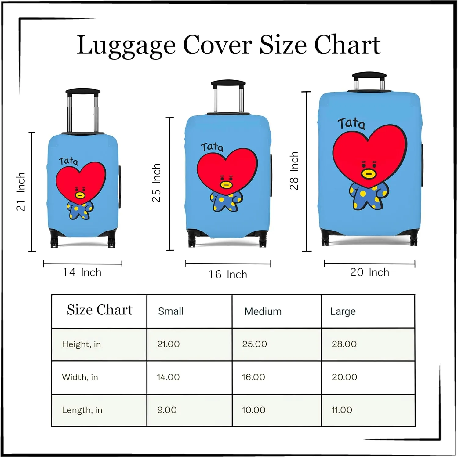 BT2I Tata-Inspired Suitcase Cover | Cute K-pop Bangtan Army Taehyung V Travel Suitcase Protector Luggage Bag Cover Gift Merch Merchandise (Pattern 1, Large)