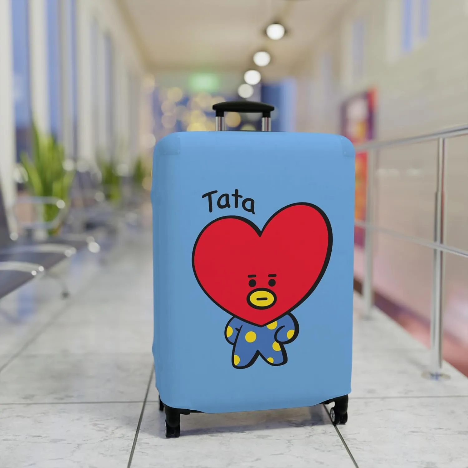 BT2I Tata-Inspired Suitcase Cover | Cute K-pop Bangtan Army Taehyung V Travel Suitcase Protector Luggage Bag Cover Gift Merch Merchandise (Pattern 1, Large)