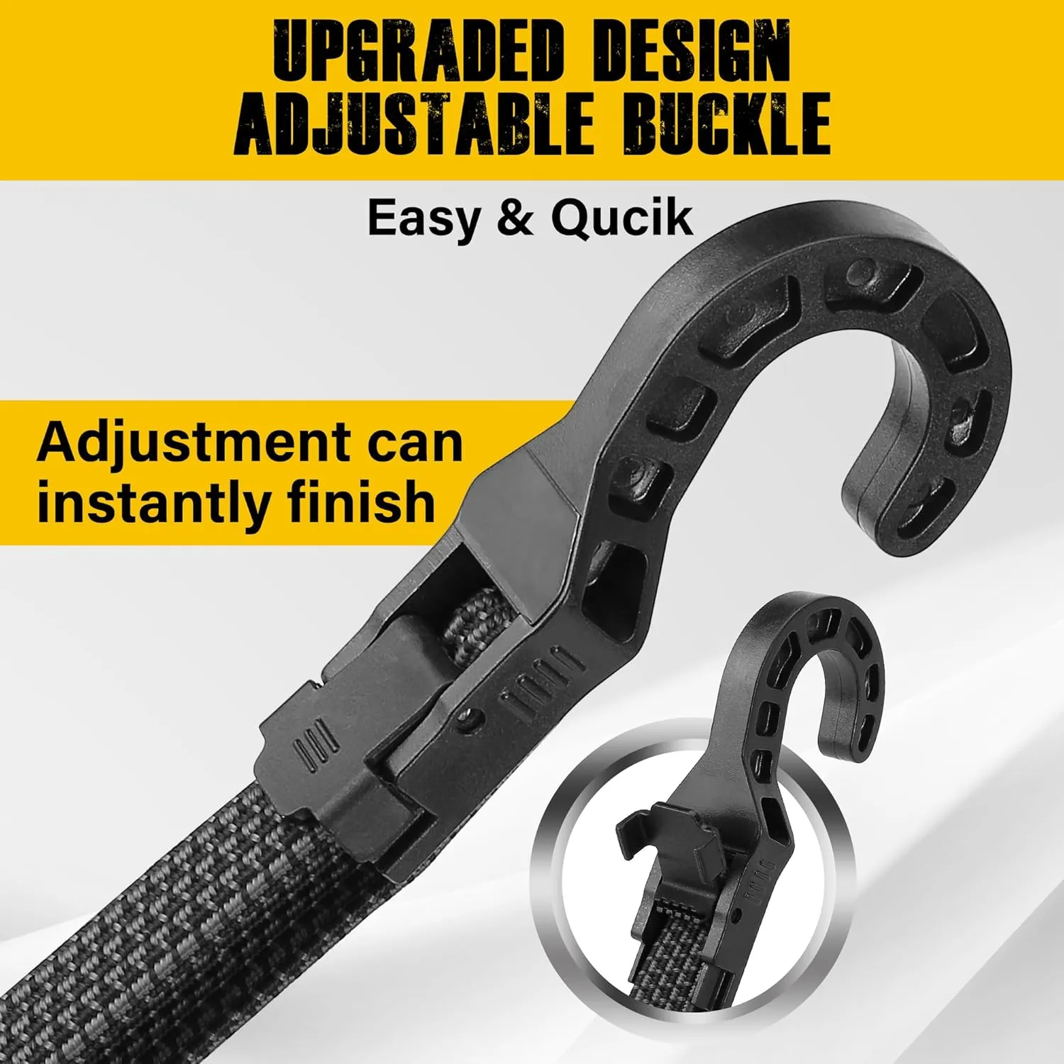 Bungee Cords with Hooks, 48 inch Adjustable Bungee Cords Heavy Duty Outdoor, Extra Strong Black Adjust Elastic Bungee Strap Tie Down Rope with Plastic Hooks for Camping, Tarps, Trucks, 6 Pack