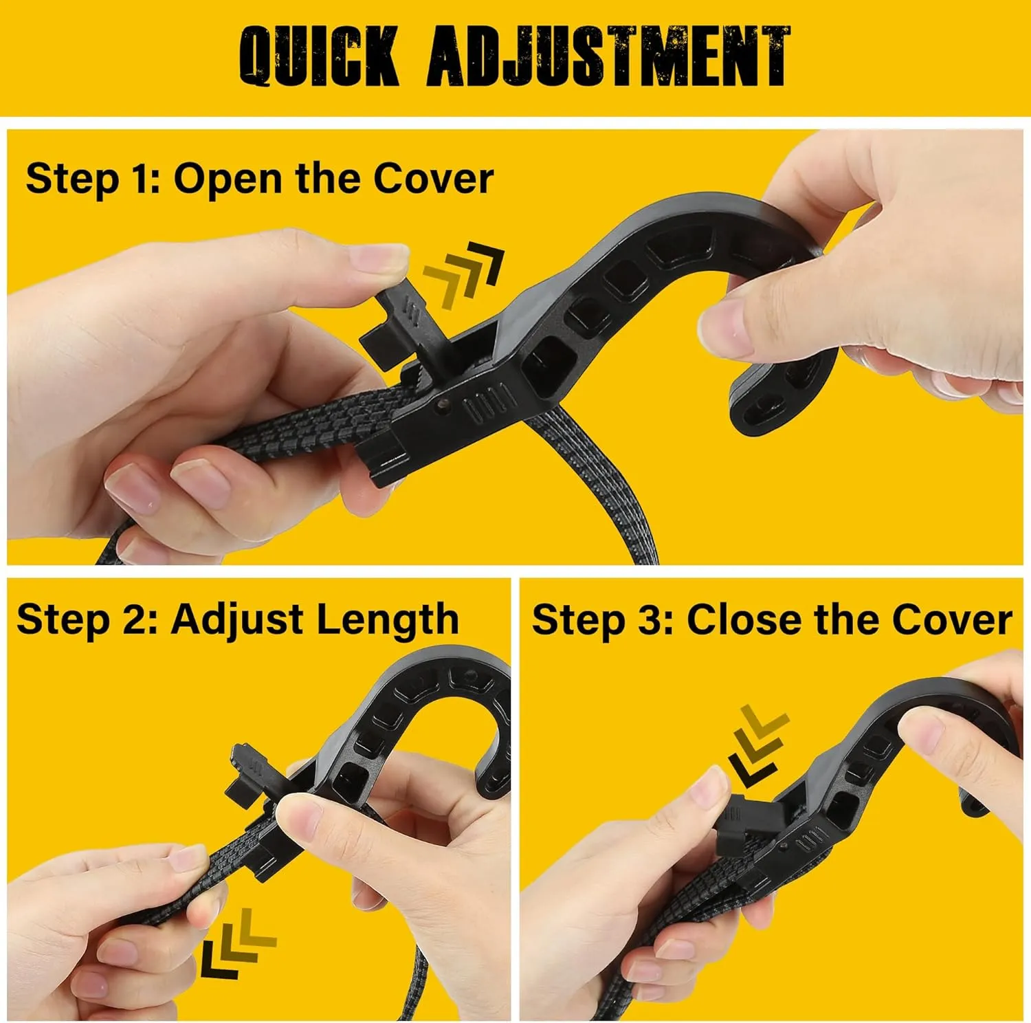 Bungee Cords with Hooks, 48 inch Adjustable Bungee Cords Heavy Duty Outdoor, Extra Strong Black Adjust Elastic Bungee Strap Tie Down Rope with Plastic Hooks for Camping, Tarps, Trucks, 6 Pack
