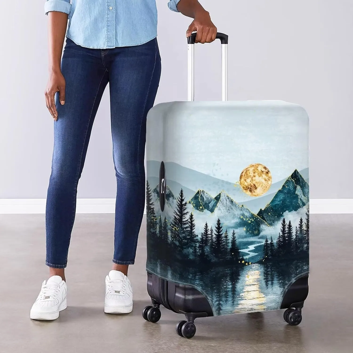 Business Travel Luggage Protector - Suitcase Covers Sturdy Travels Bags Protective Cover Lightweight Foldable Convinent to Store for Everyday Uses Mountain