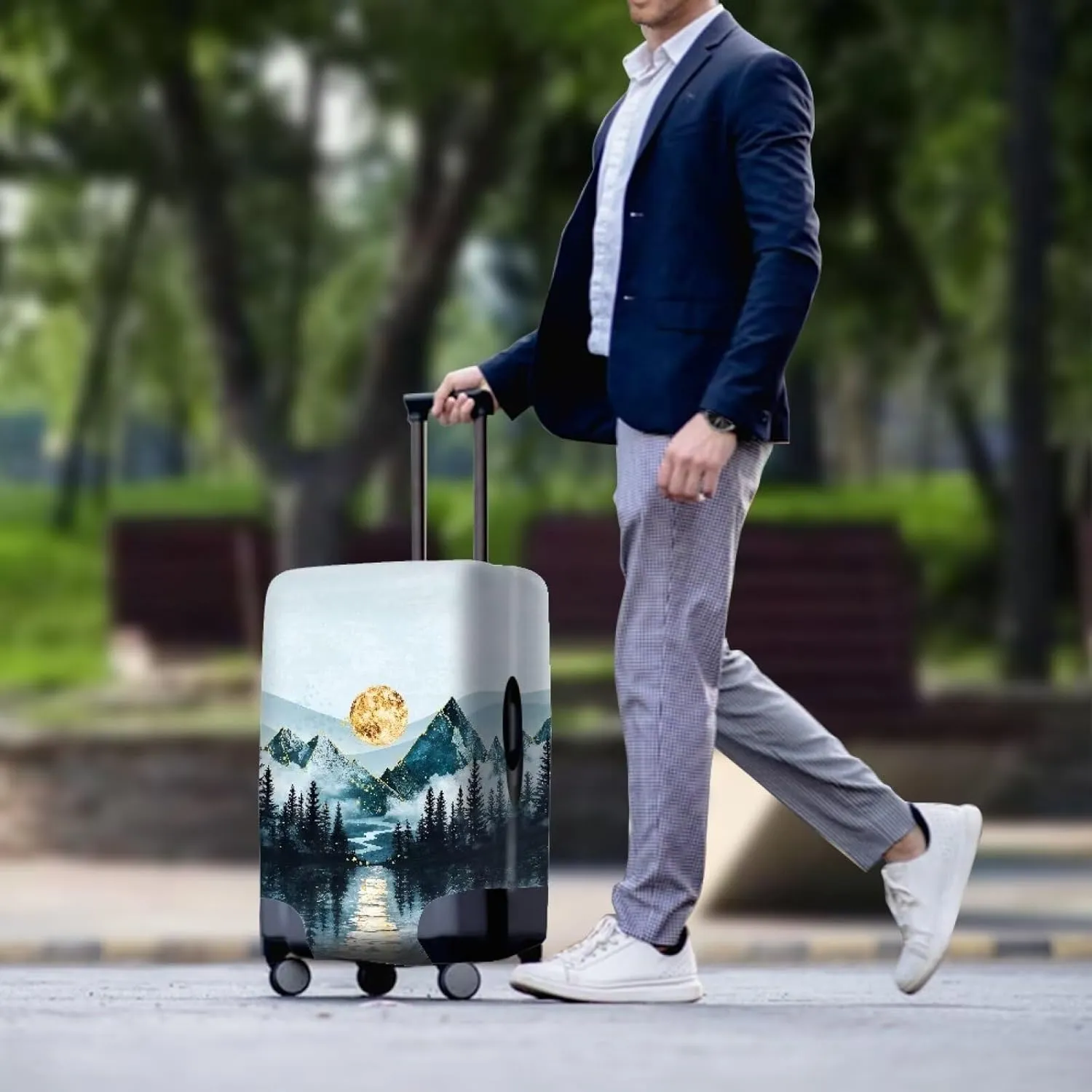 Business Travel Luggage Protector - Suitcase Covers Sturdy Travels Bags Protective Cover Lightweight Foldable Convinent to Store for Everyday Uses Mountain