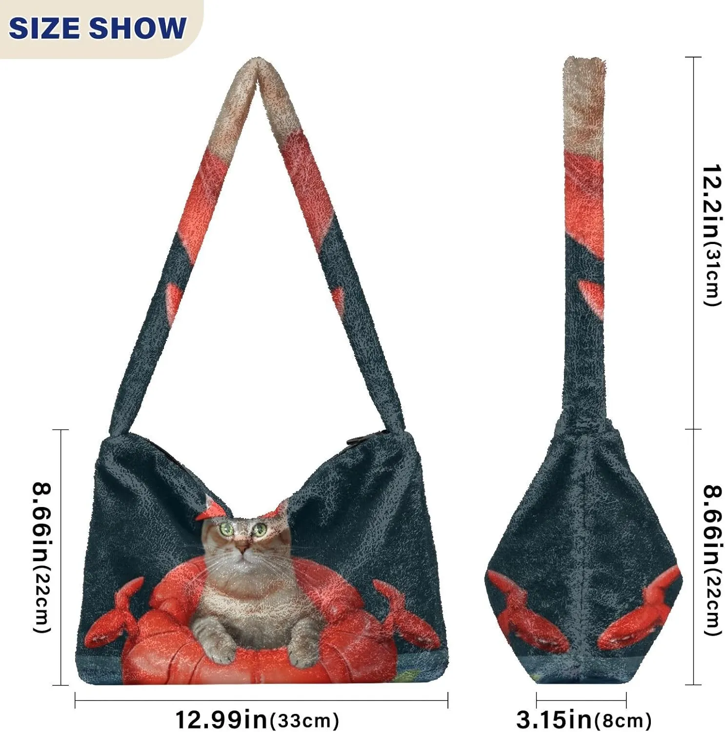 Butterflies and Flowers Red Truck Women Plush Shoulder Bag, Plush under Arm Bag, Womens Outdoor Bag